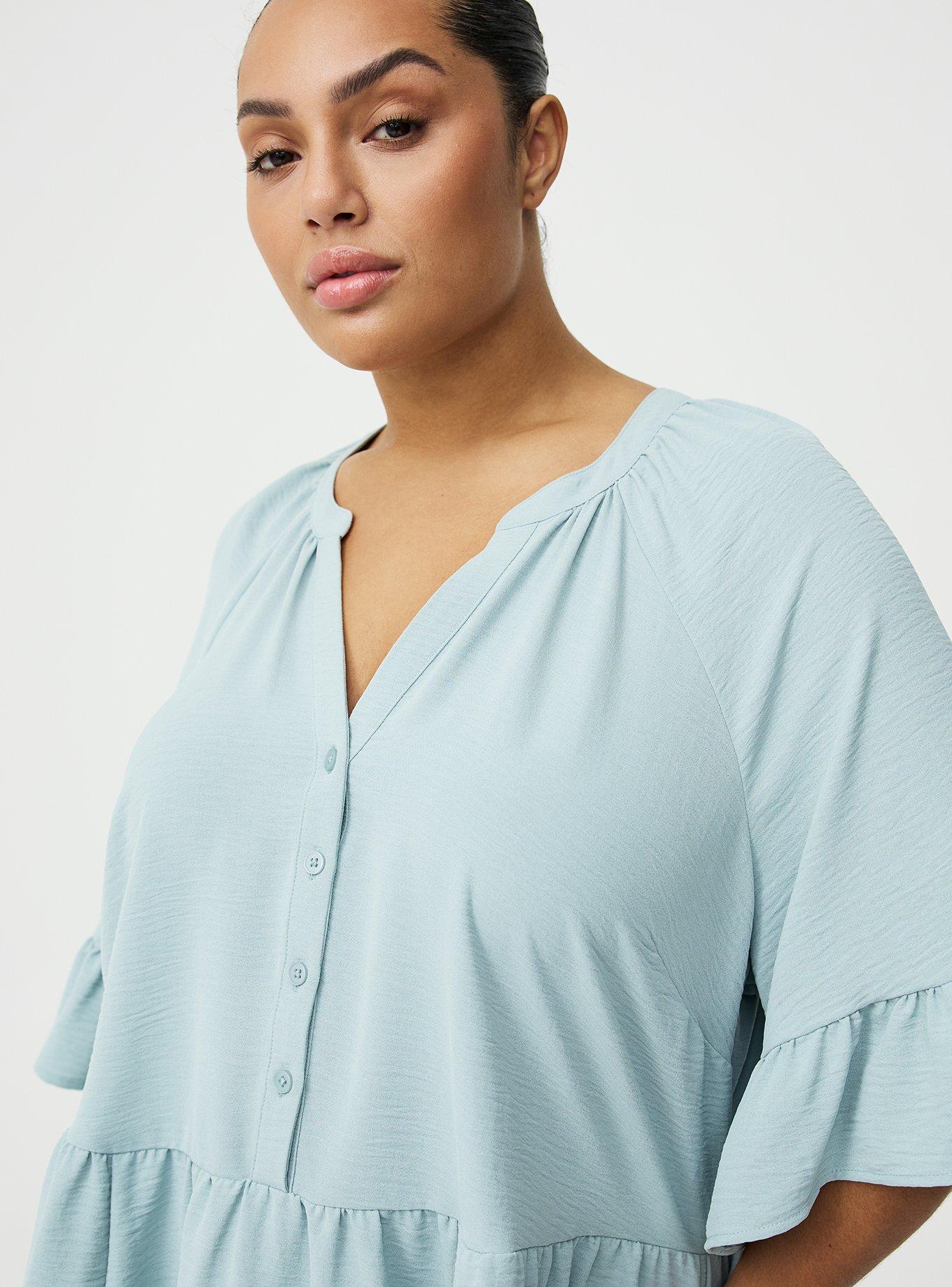 Raglan Ruffle Peplum Top, GRAY MIST, alternate