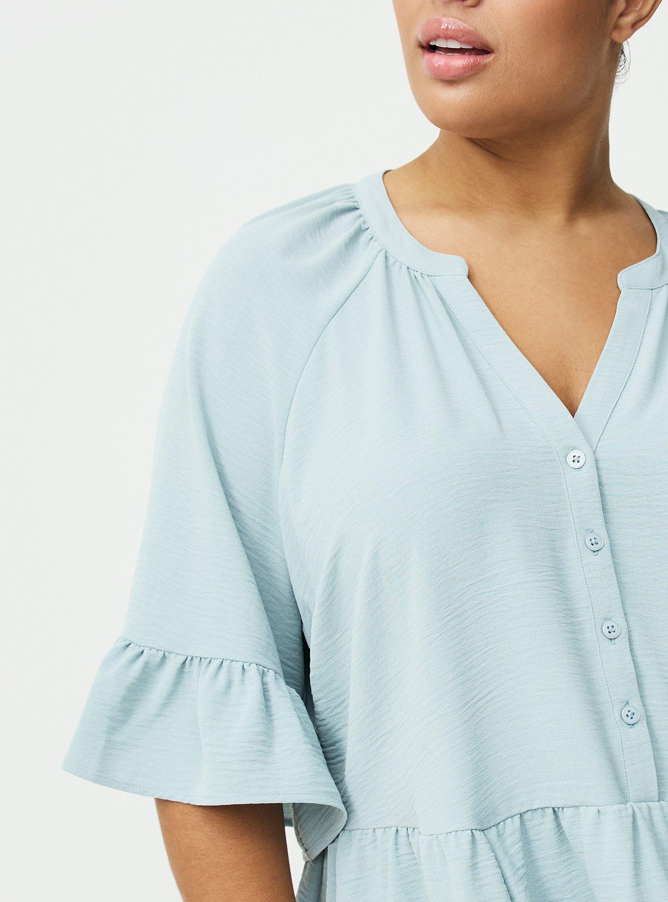 Raglan Ruffle Peplum Top, GRAY MIST, alternate