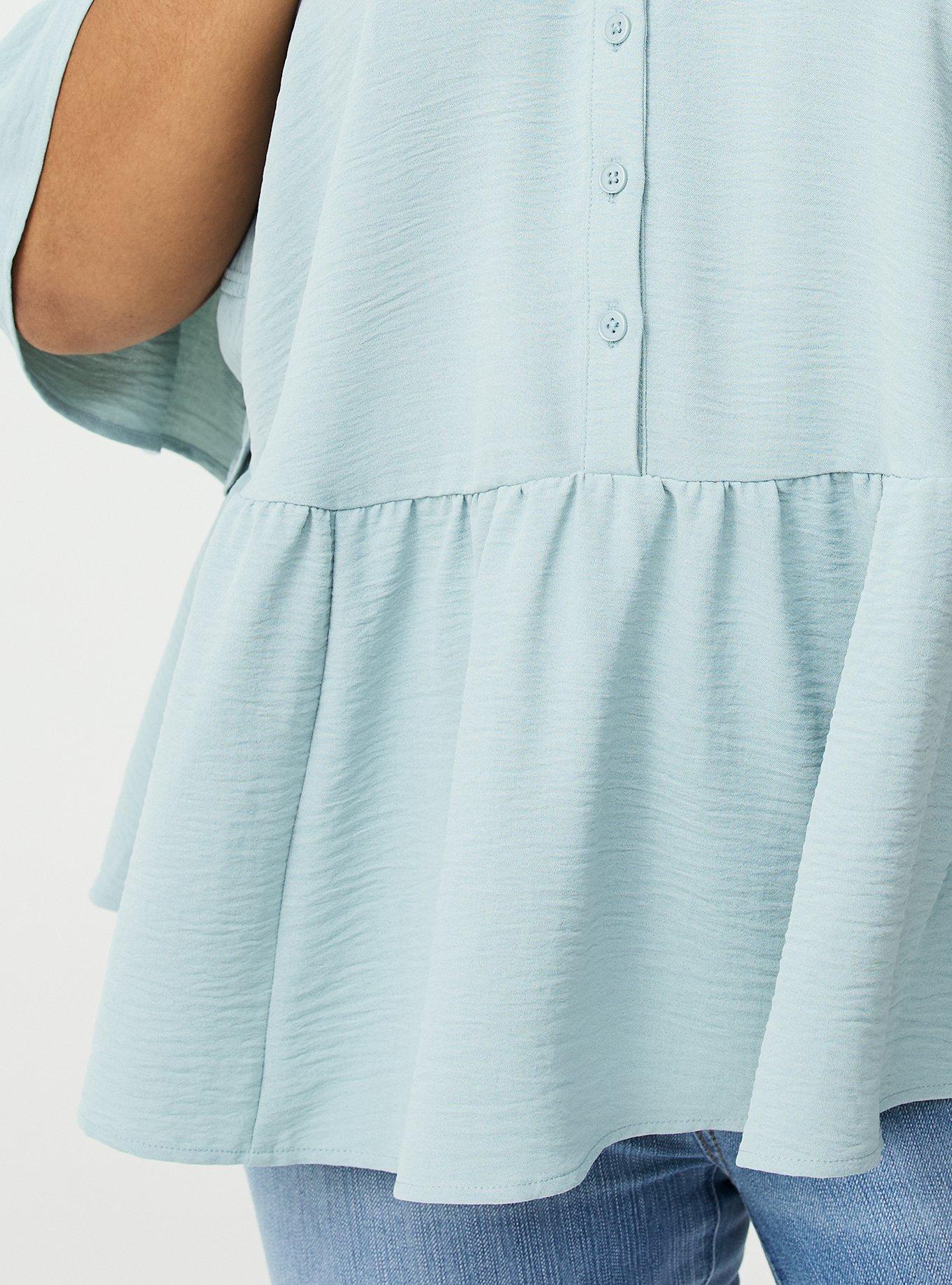 Raglan Ruffle Peplum Top, GRAY MIST, alternate