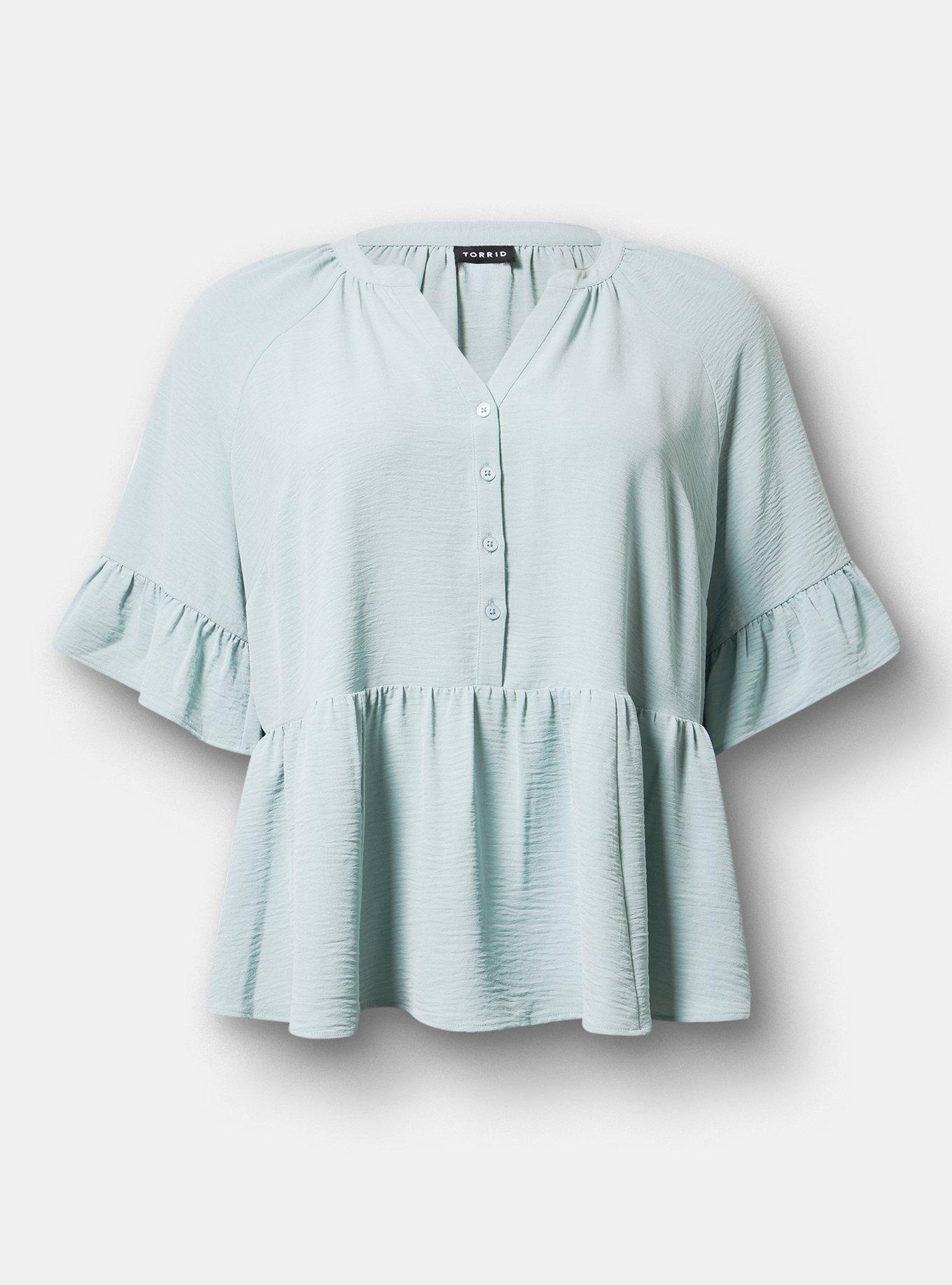 Raglan Ruffle Peplum Top, GRAY MIST, hi-res