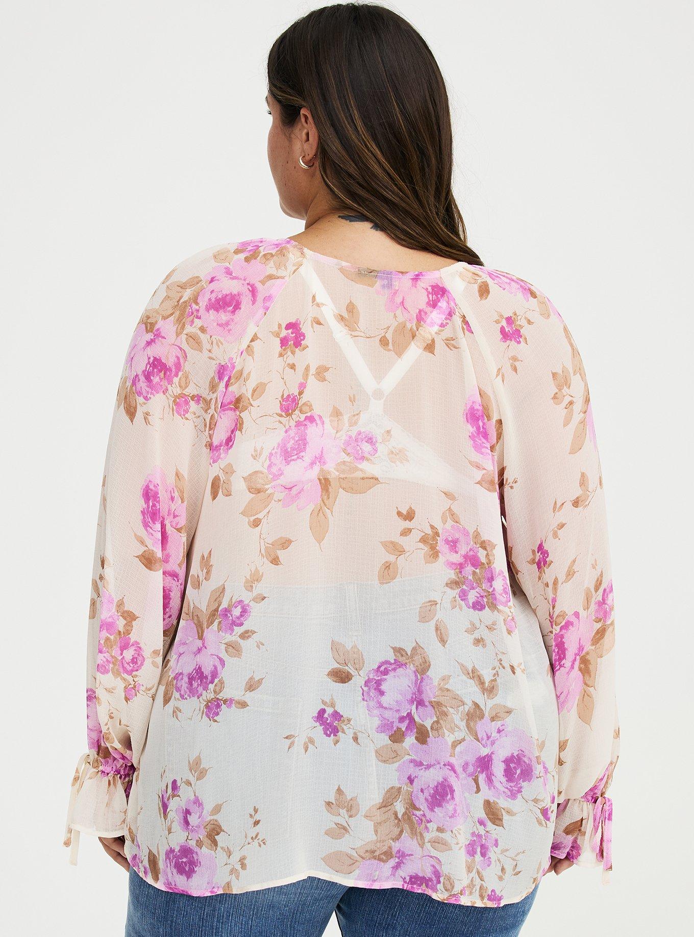 Raglan Ruffle Blouse, REGINA FLORAL IVORY, alternate