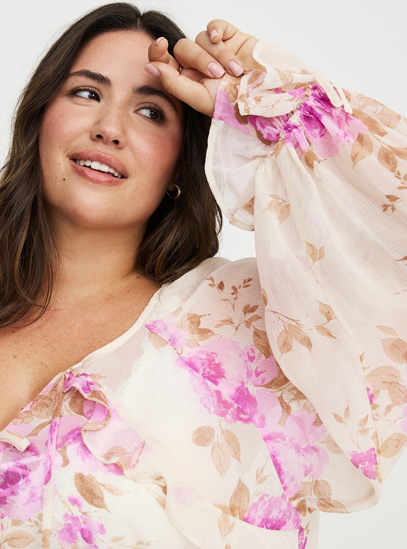 Raglan Ruffle Blouse, REGINA FLORAL IVORY, alternate