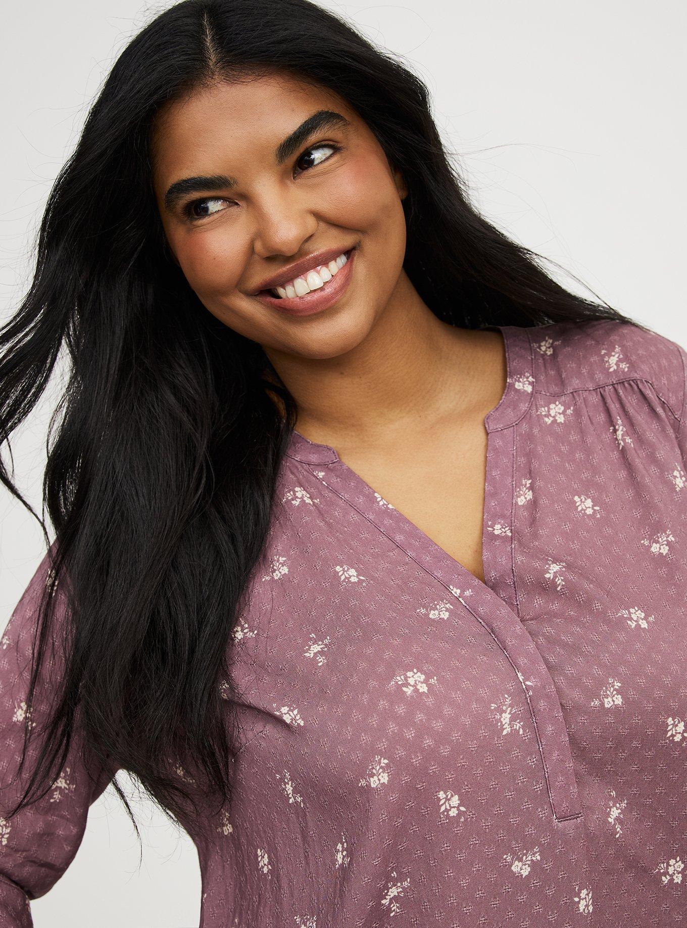 Harper 3/4 Sleeve Pullover Blouse, MAGGIE FLORAL TAUPE, alternate