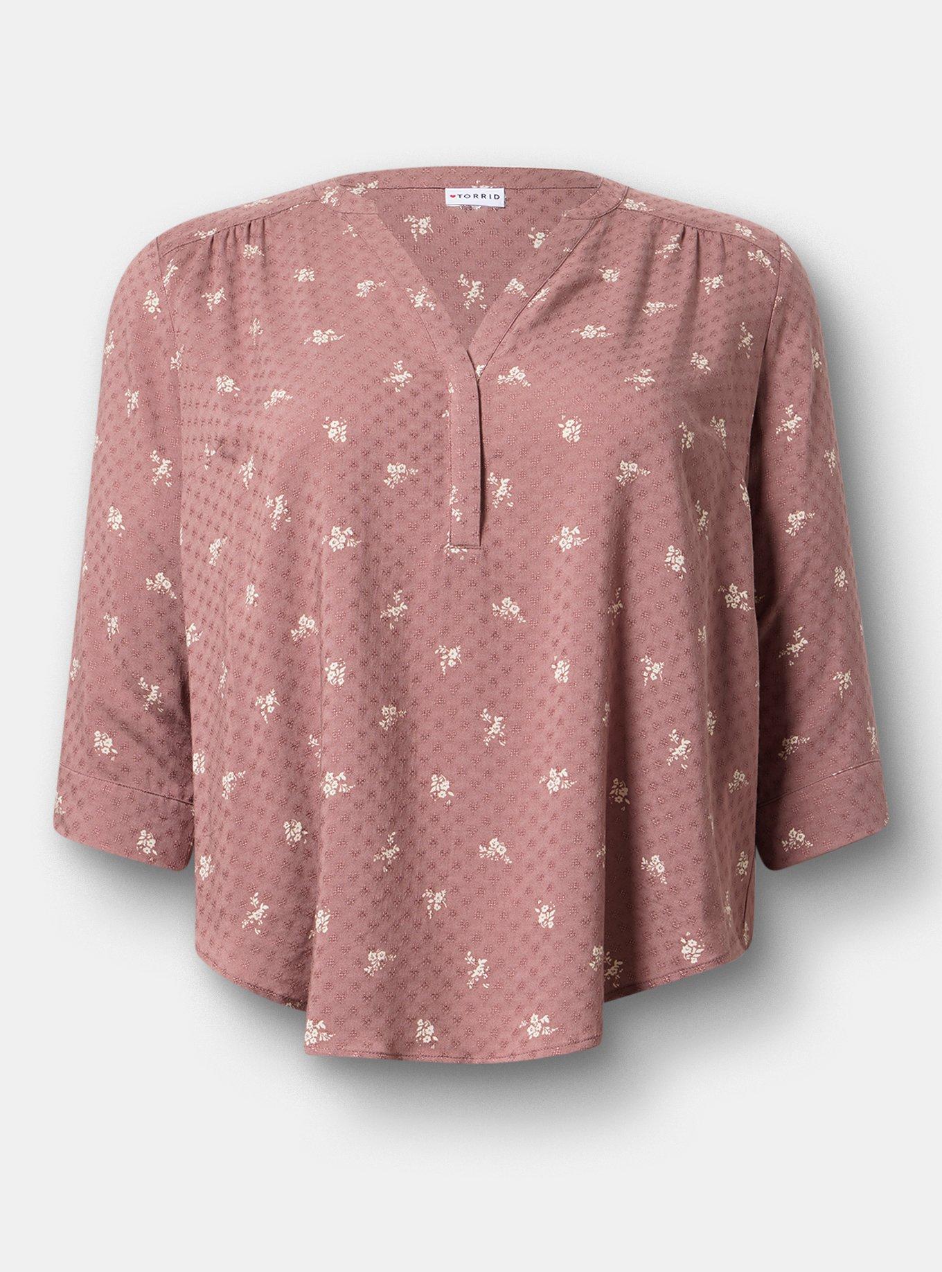 Harper 3/4 Sleeve Pullover Blouse, MAGGIE FLORAL TAUPE, hi-res