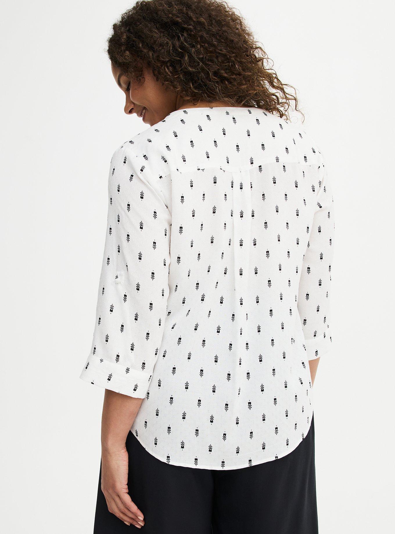 Harper 3/4 Sleeve Pullover Blouse, TOVA MOTIFS IVORY, alternate