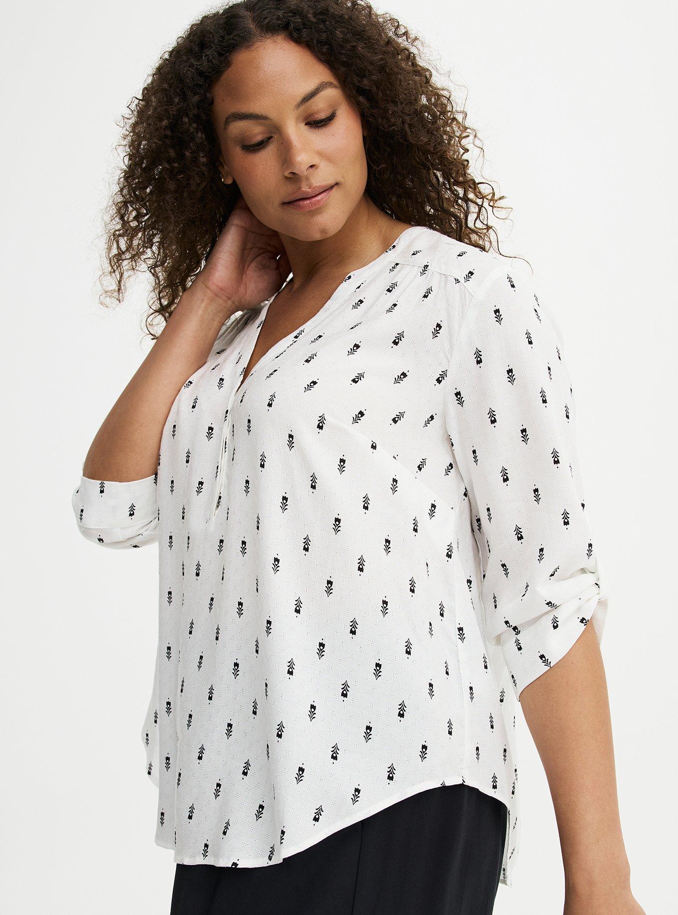 Harper 3/4 Sleeve Pullover Blouse, TOVA MOTIFS IVORY, alternate