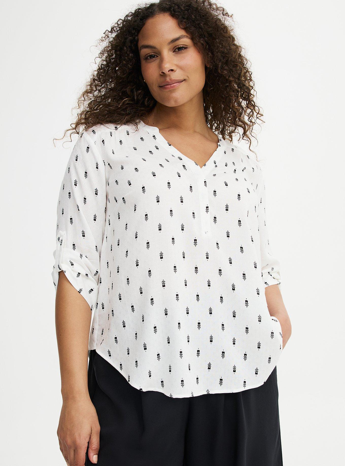 Harper 3/4 Sleeve Pullover Blouse, TOVA MOTIFS IVORY, hi-res