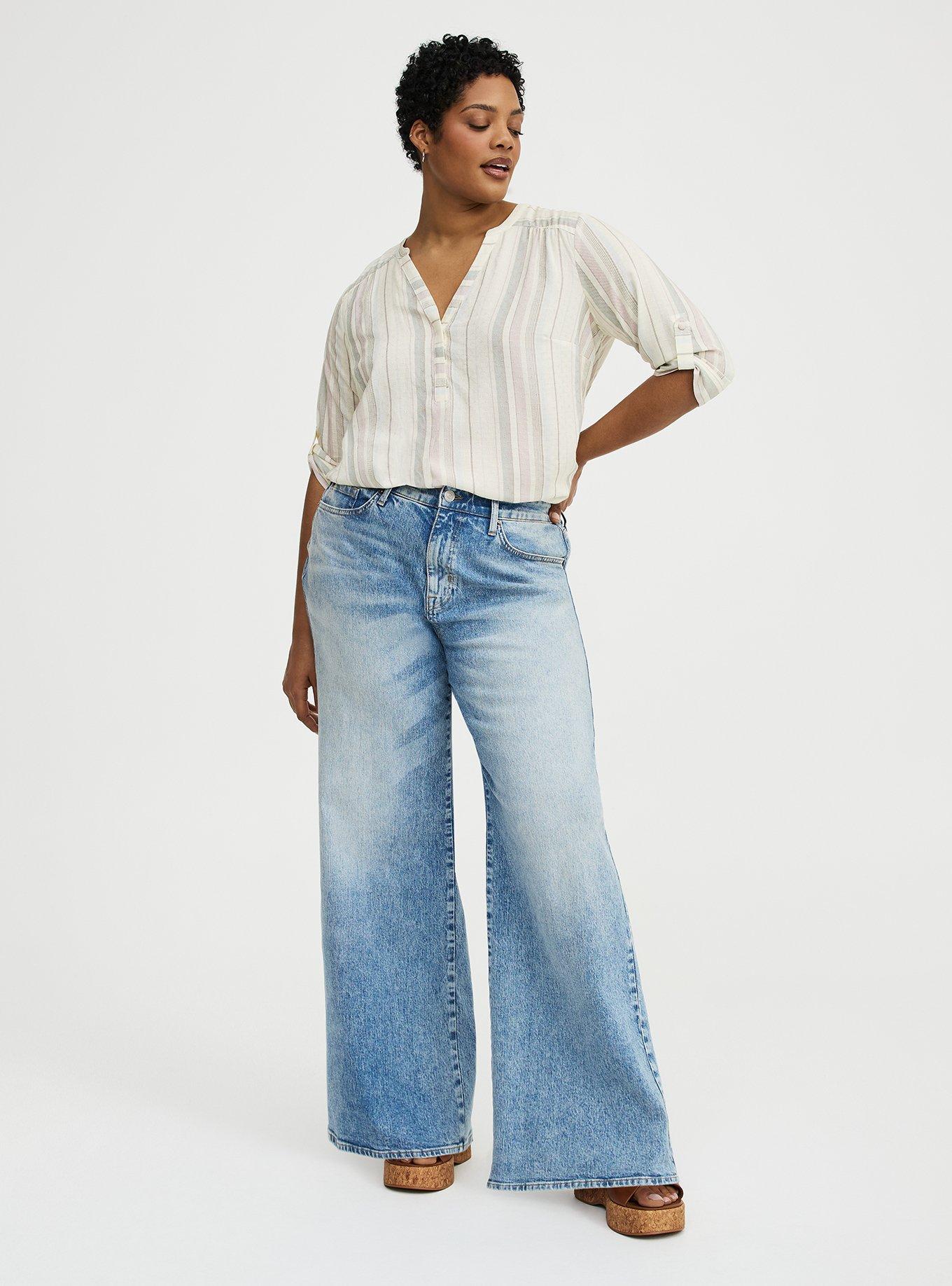 Harper 3/4 Sleeve Pullover Blouse, KIANA STRIPE IVORY, alternate