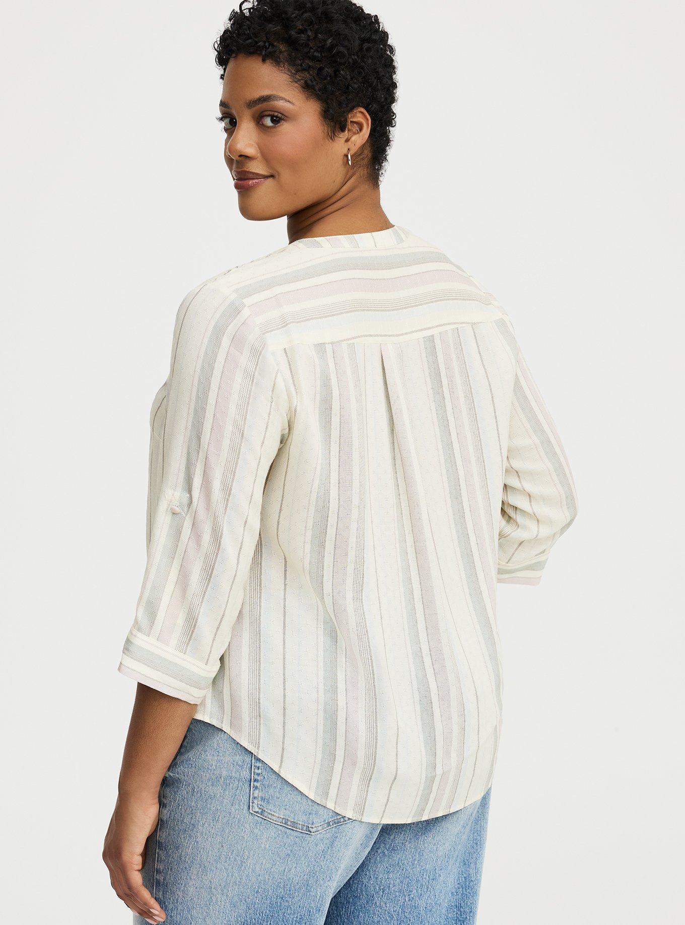 Harper 3/4 Sleeve Pullover Blouse, KIANA STRIPE IVORY, alternate