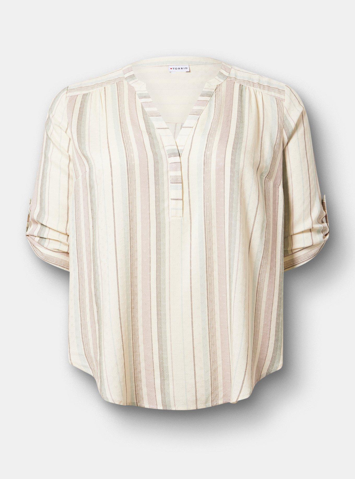 Harper 3/4 Sleeve Pullover Blouse, KIANA STRIPE IVORY, hi-res