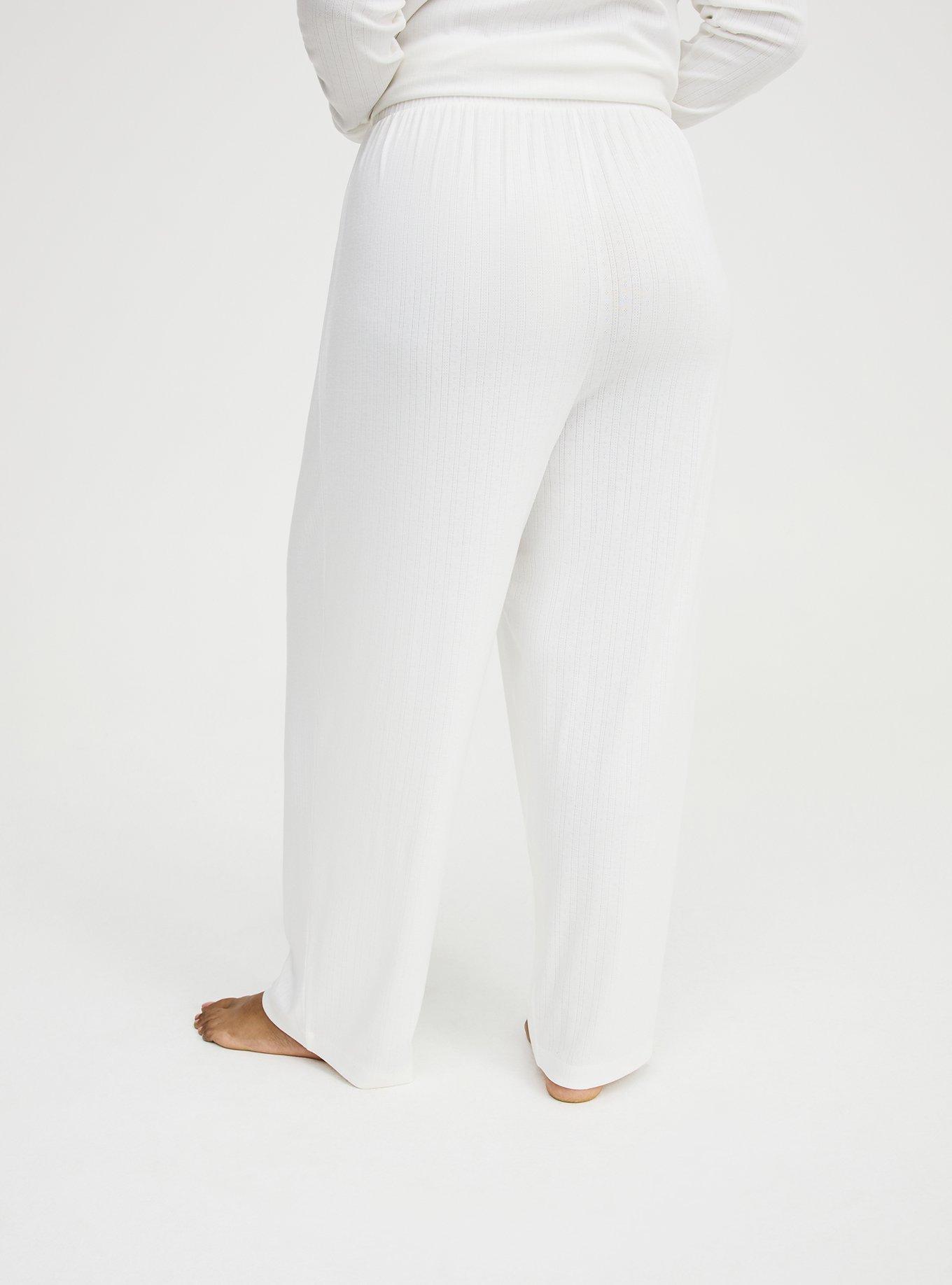 Pointelle Straight Leg Sleep Pant, BLANC DE BLANC, alternate