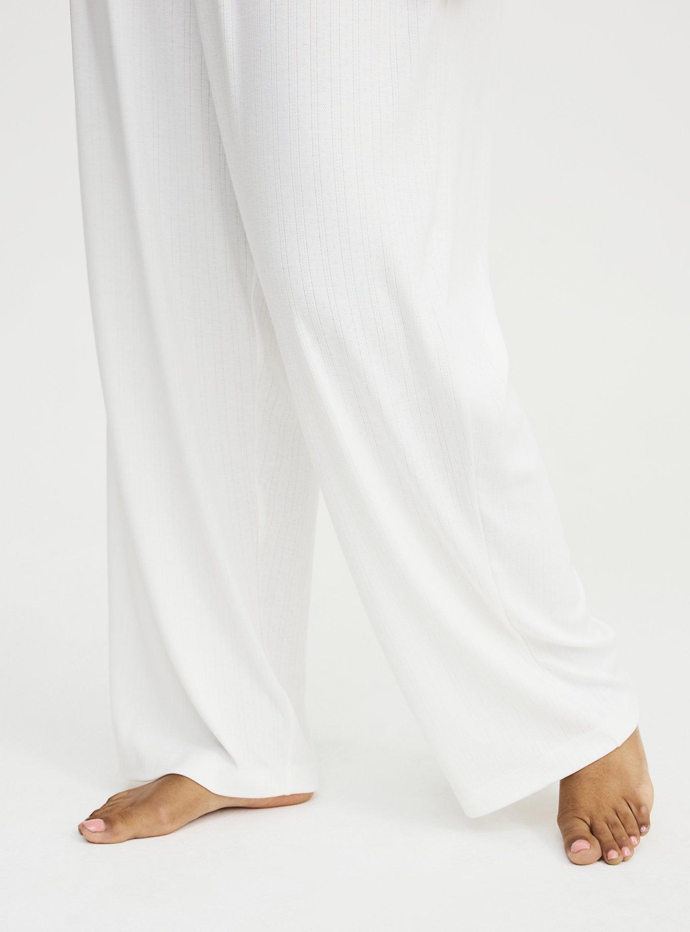Pointelle Straight Leg Sleep Pant, BLANC DE BLANC, alternate