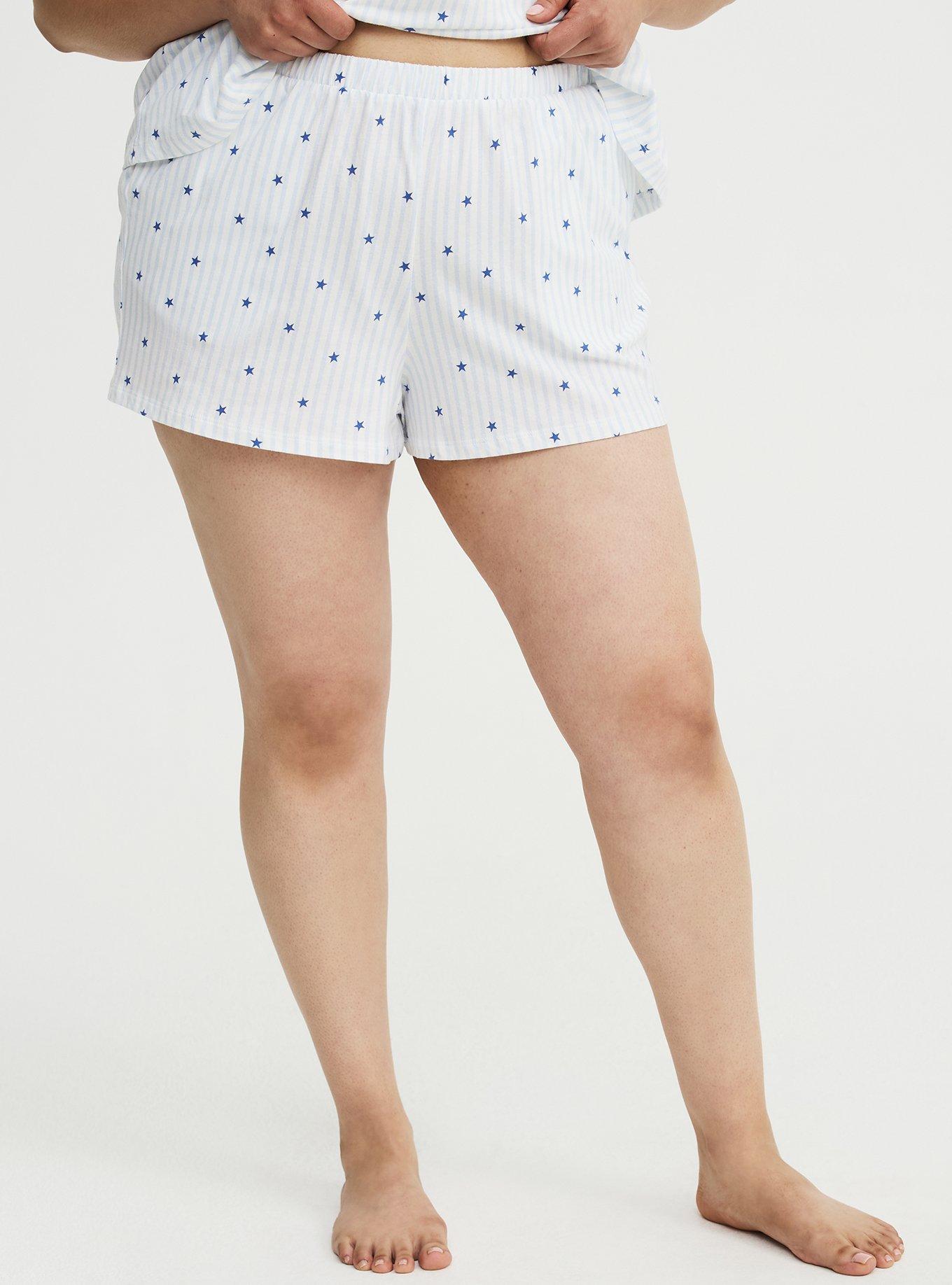 Cotton Jersey Sleep Short, SASHA STAR STRIPE WHITE, alternate