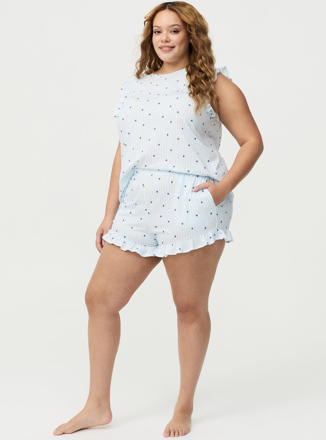 Cotton Jersey Sleep Short, SASHA STAR STRIPE WHITE, hi-res