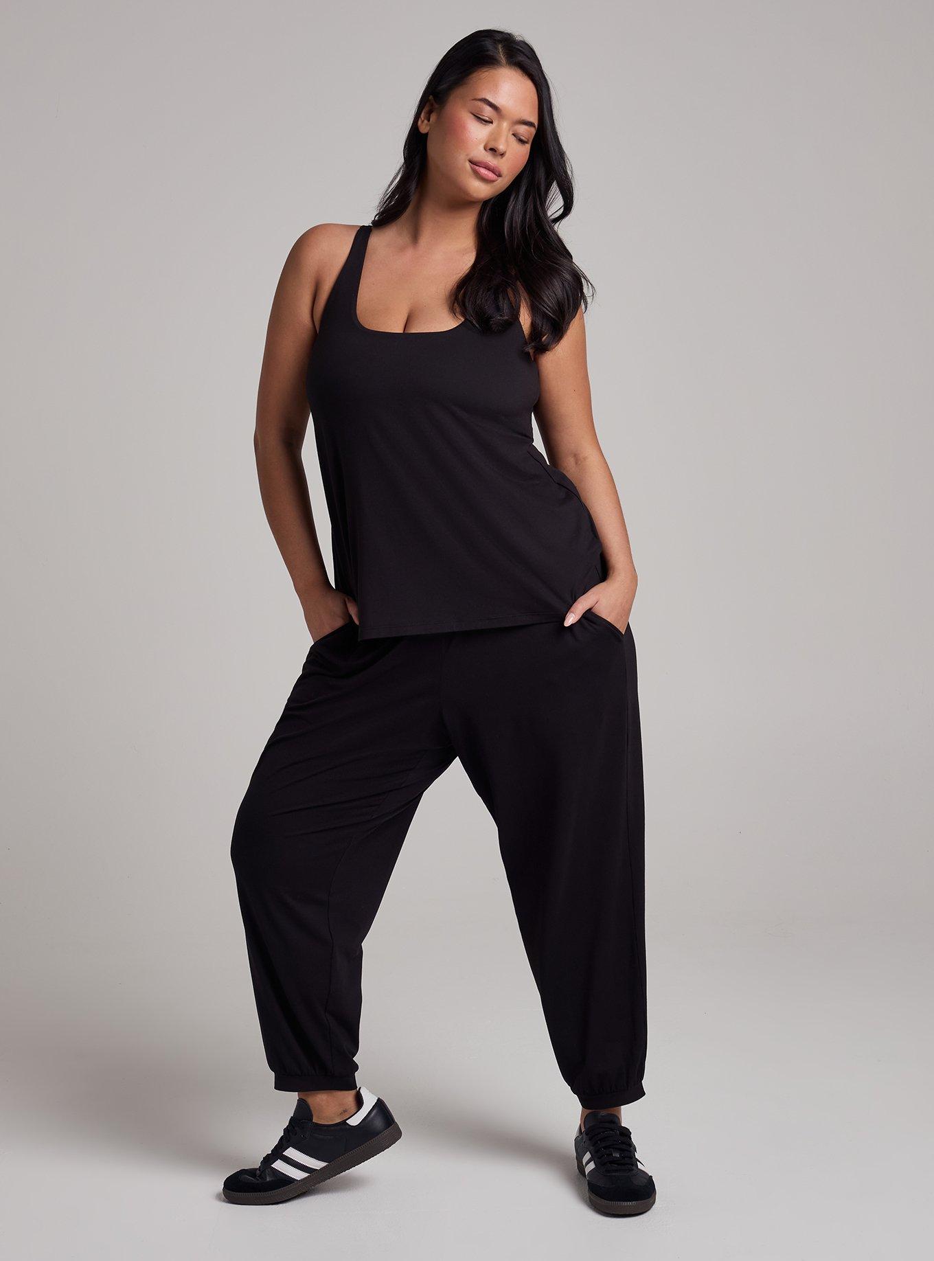 TRU Super Soft Performance Jersey Built-In Bra Active Tank, DEEP BLACK, alternate