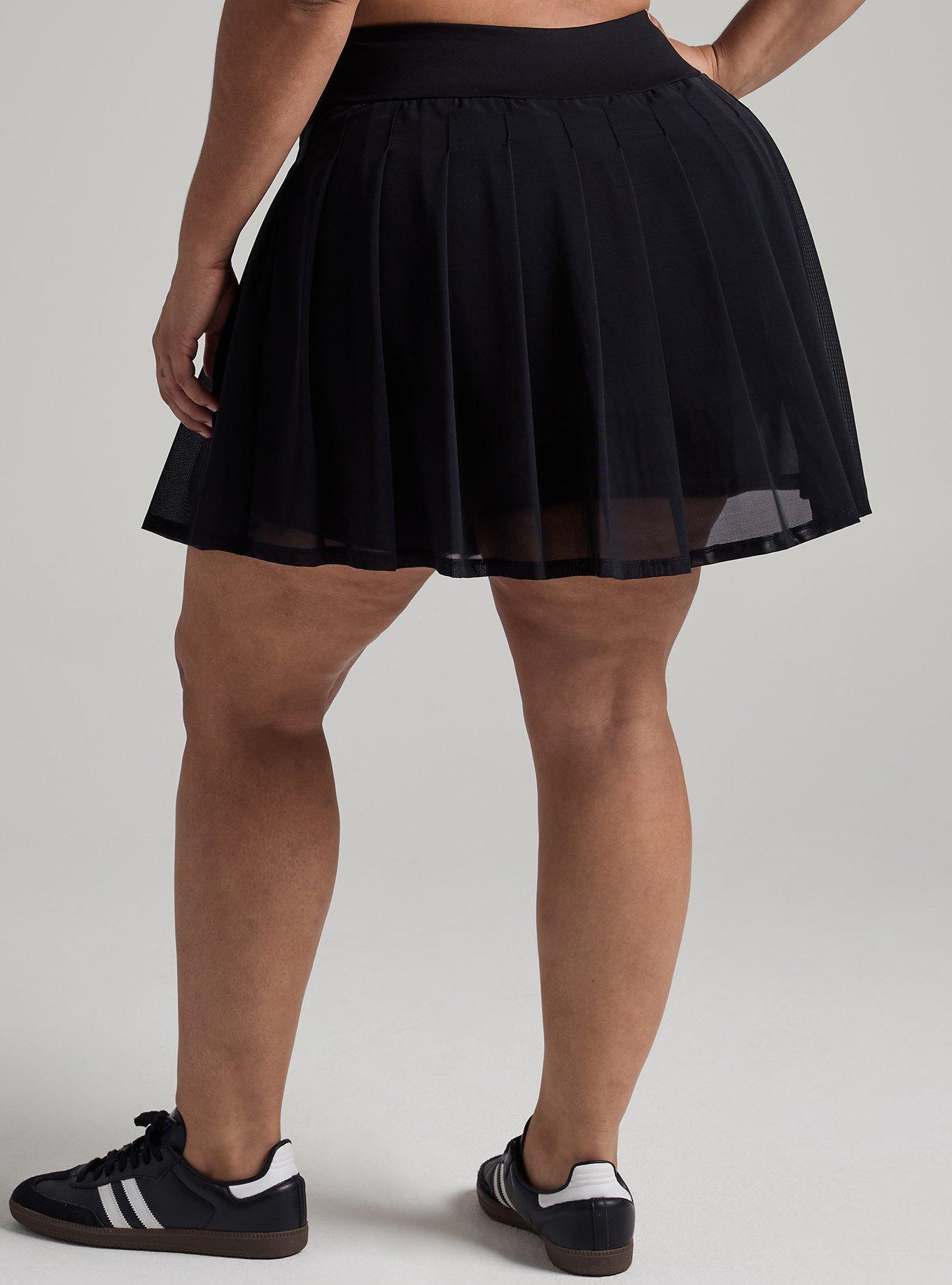 TRU Pleated Active Skirt with Bike Short, DEEP BLACK, alternate