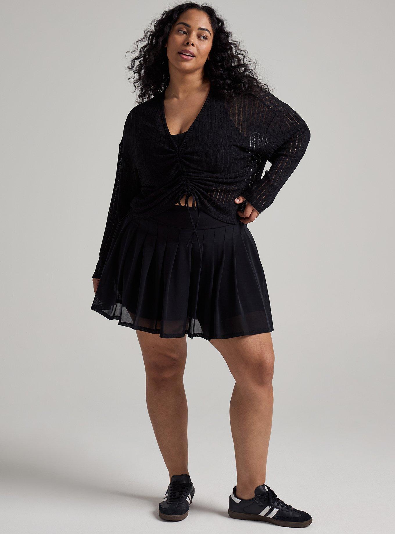 TRU Pleated Active Skirt with Bike Short, DEEP BLACK, alternate