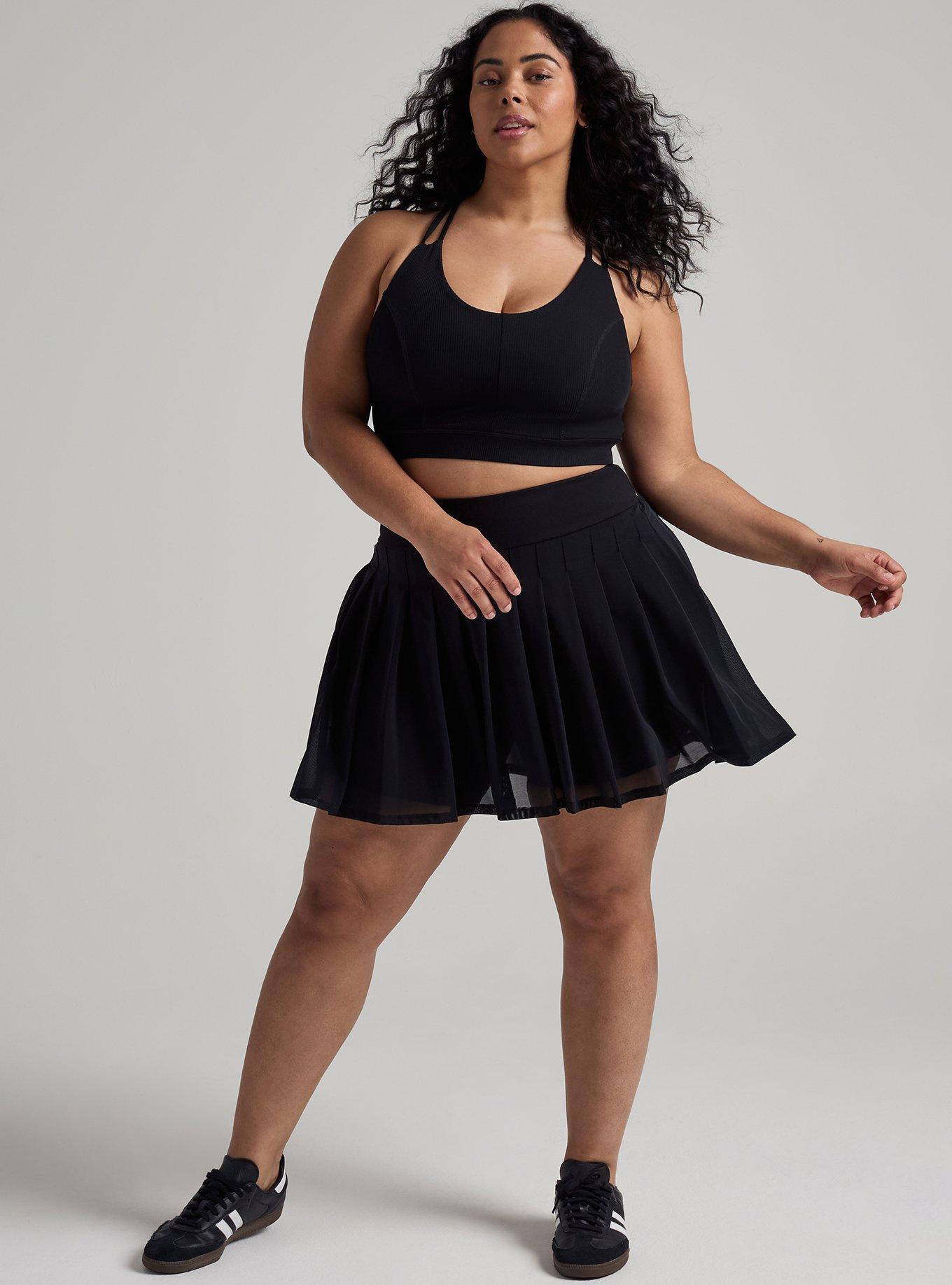 TRU Pleated Active Skirt with Bike Short, DEEP BLACK, hi-res