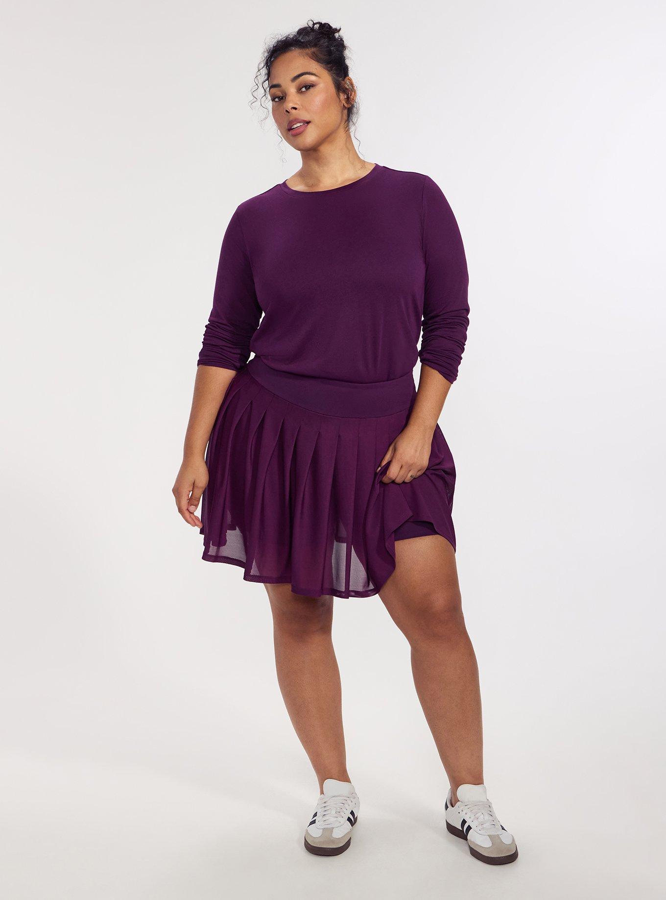 TRU Pleated Active Skirt with Bike Short, WINTER BLOOM, alternate