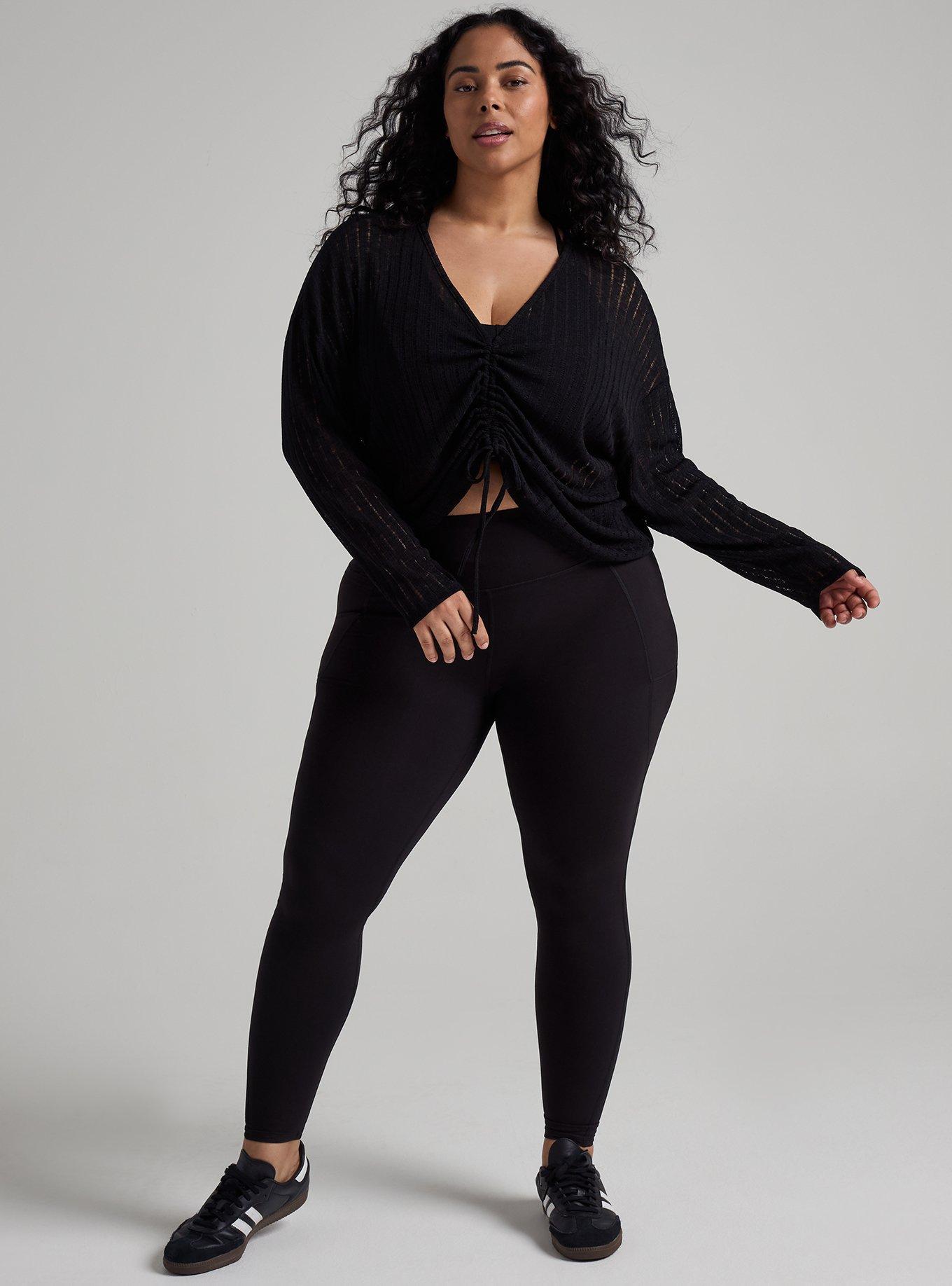 TRU Lightweight Hacci Ruched Active Overshirt, DEEP BLACK, alternate