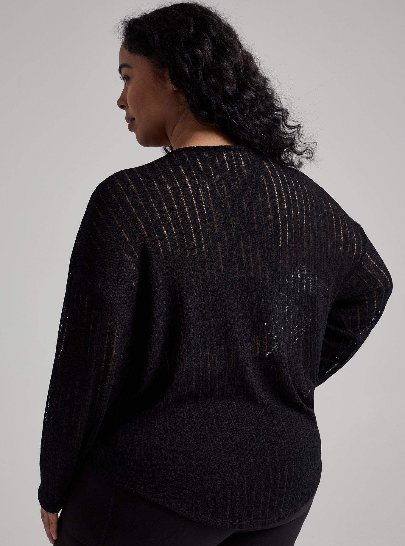 TRU Lightweight Hacci Ruched Active Overshirt, DEEP BLACK, alternate