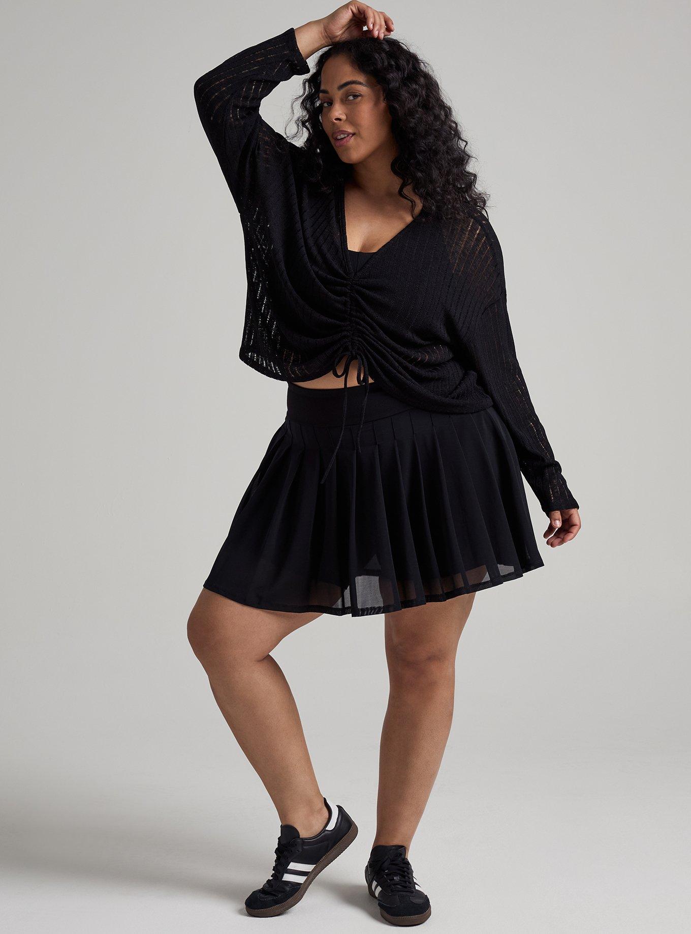 TRU Lightweight Hacci Ruched Active Overshirt, DEEP BLACK, alternate