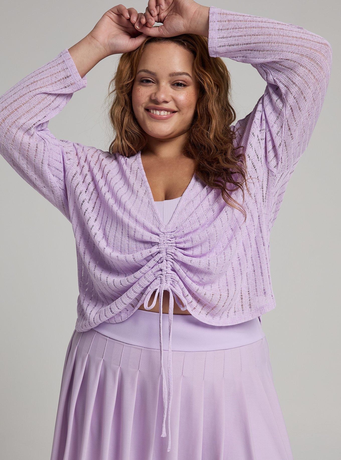 TRU Lightweight Hacci Ruched Active Overshirt, ENGLISH HYACINTH, alternate