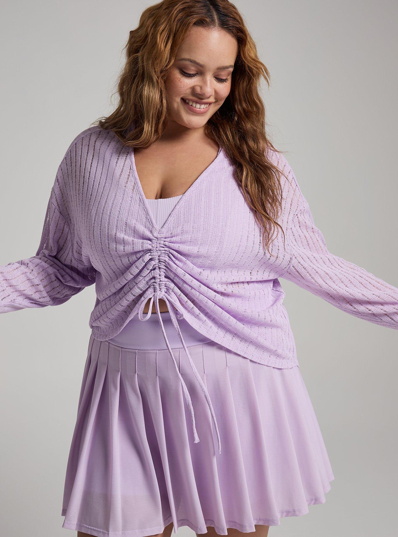 TRU Lightweight Hacci Ruched Active Overshirt, ENGLISH HYACINTH, alternate