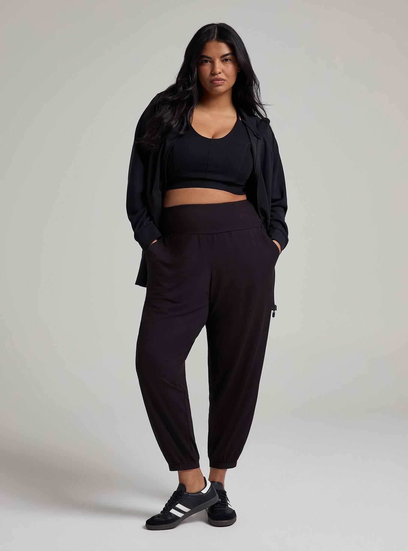 Plus Size TRU Super Soft Performance Jersey Comfort Waist Jogger, DEEP BLACK, hi-res