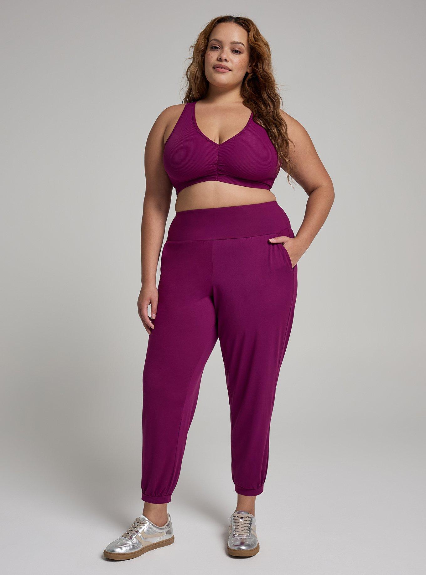 Plus Size TRU Super Soft Performance Jersey Comfort Waist Jogger, PLUM CASPIA, hi-res