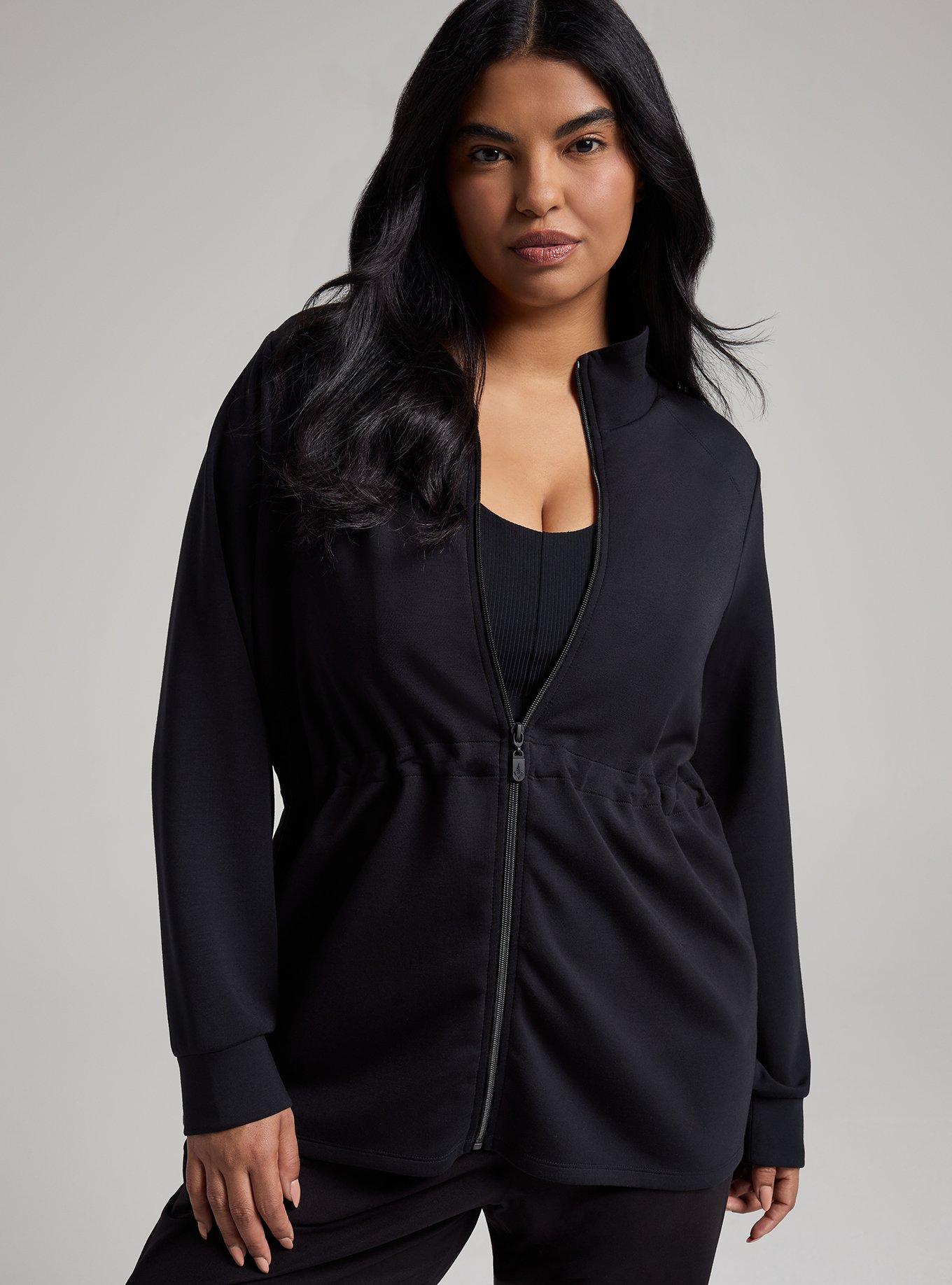 Plus Size TRU Cupro Active Zip-Up Jacket, DEEP BLACK, hi-res