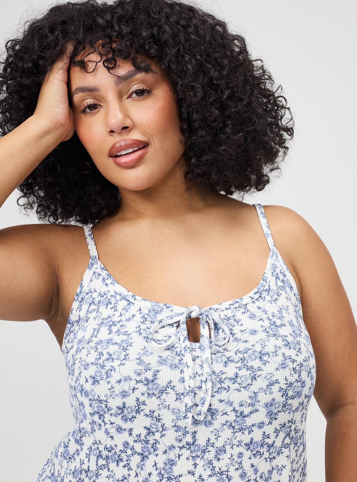 Plus Size Baby Waffle Sleep Chemise, TINTED ROSES PRISTINE, alternate