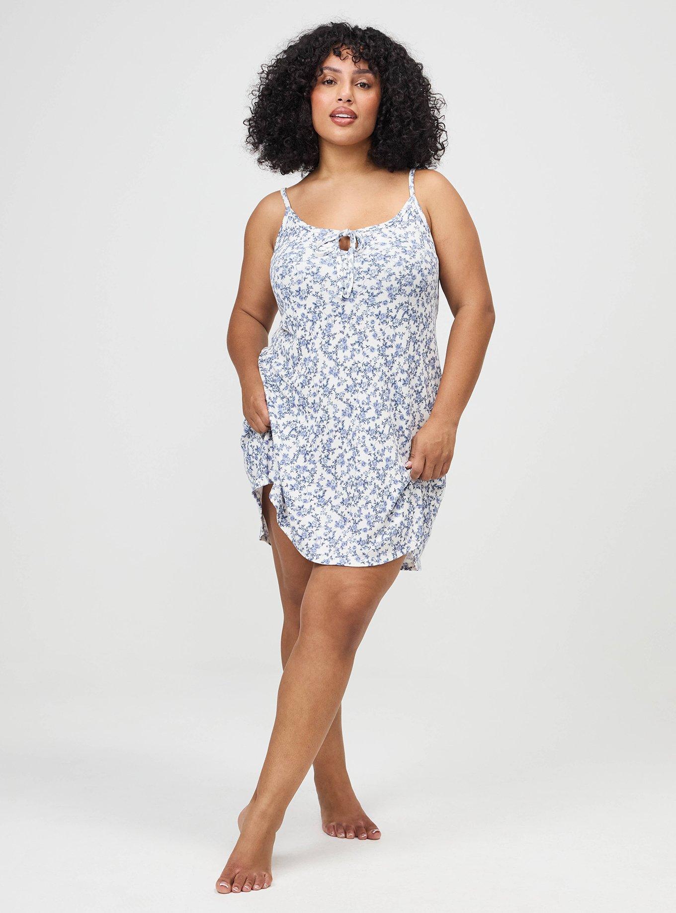 Plus Size Baby Waffle Sleep Chemise, TINTED ROSES PRISTINE, hi-res