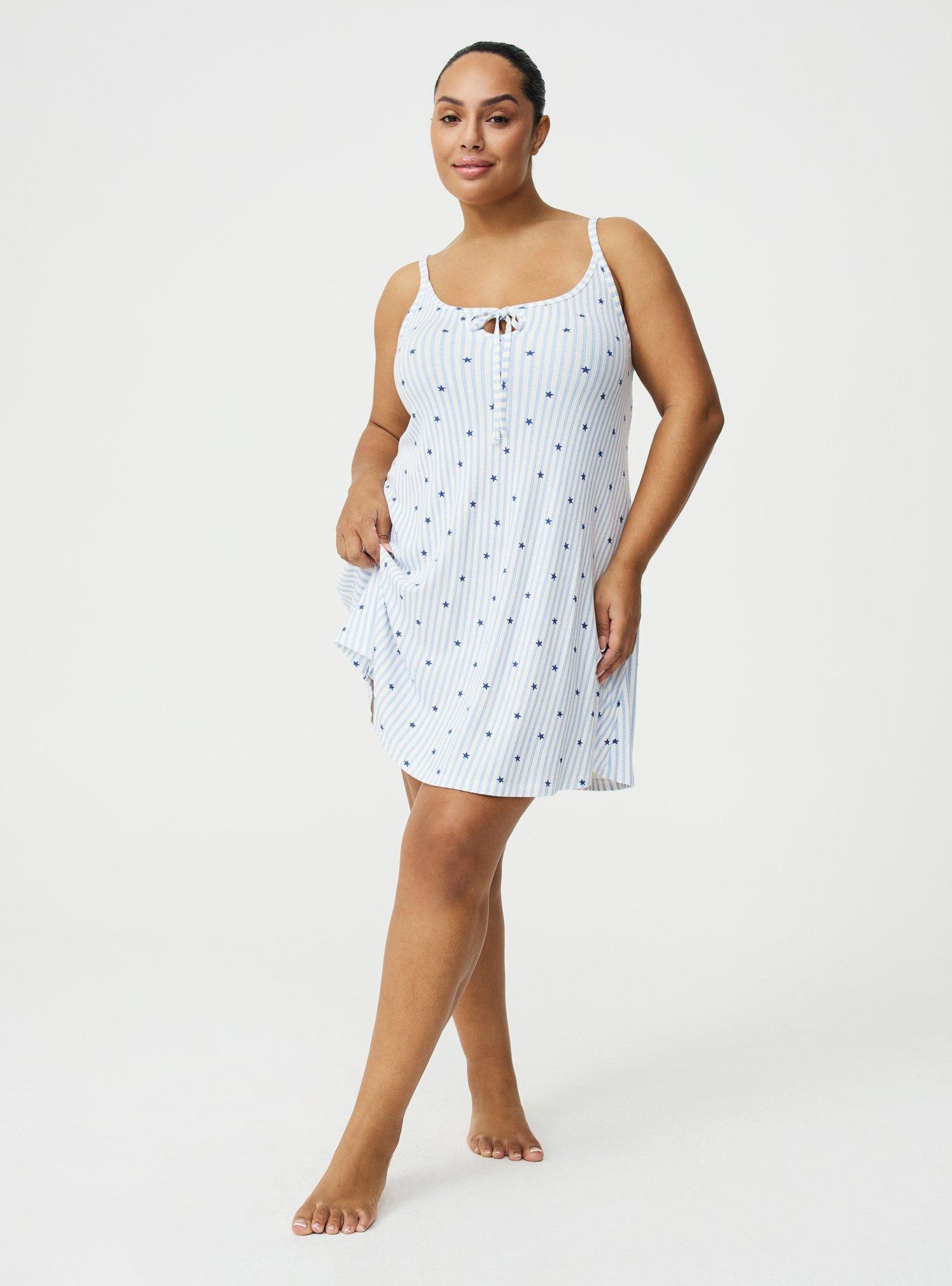 Baby Waffle Sleep Chemise, SASHA STAR STRIPE WHITE, alternate