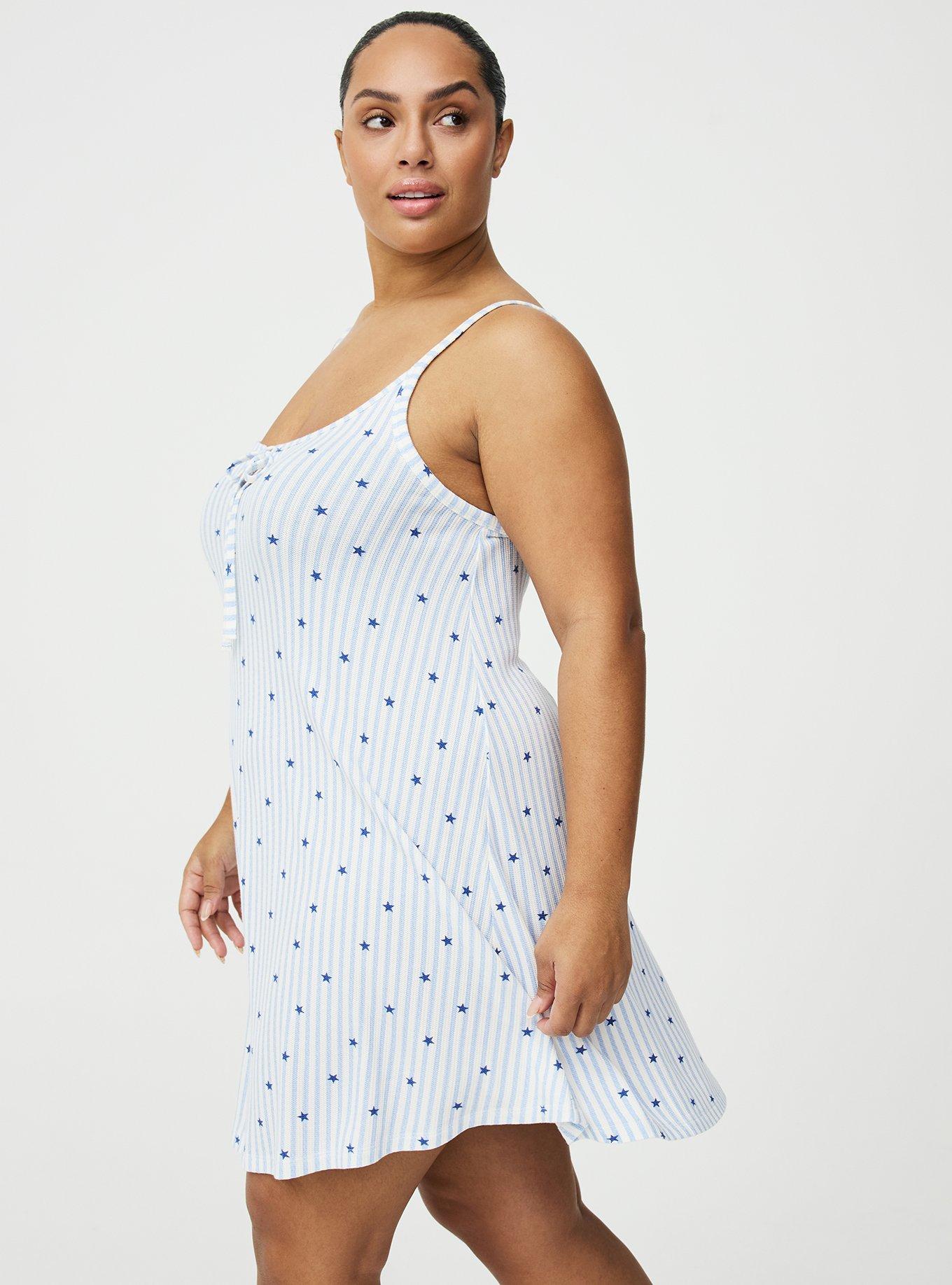 Baby Waffle Sleep Chemise, SASHA STAR STRIPE WHITE, alternate