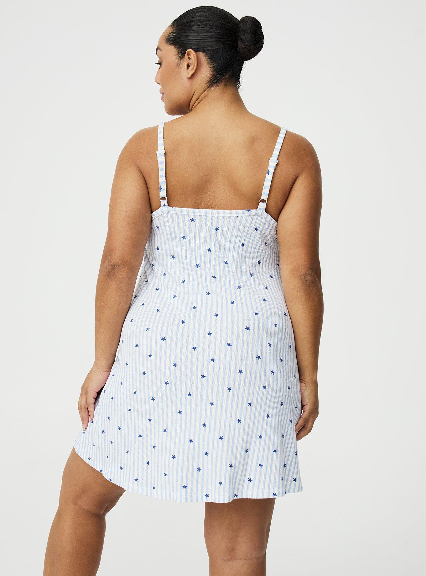 Baby Waffle Sleep Chemise, SASHA STAR STRIPE WHITE, alternate