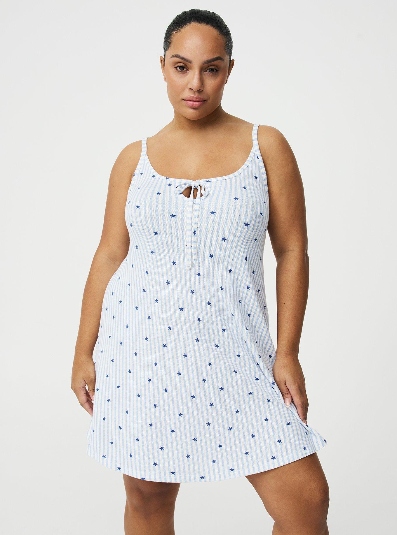 Baby Waffle Sleep Chemise, SASHA STAR STRIPE WHITE, hi-res