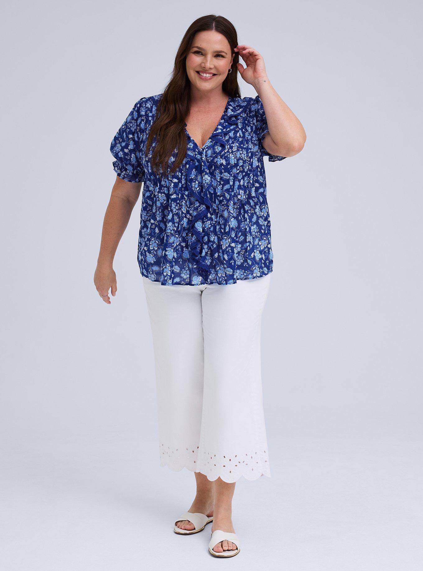 Belle Isle Ruffle Blouse, FREEDOM JACOBEAN BLUE, alternate