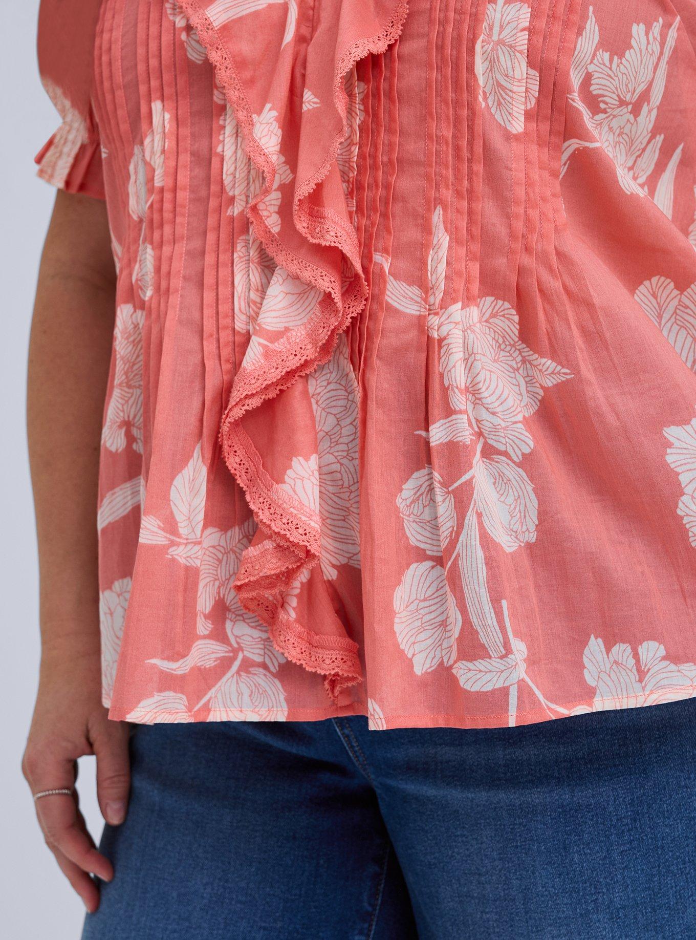 Belle Isle Ruffle Blouse, TOMORROW FLORAL PEACH, alternate