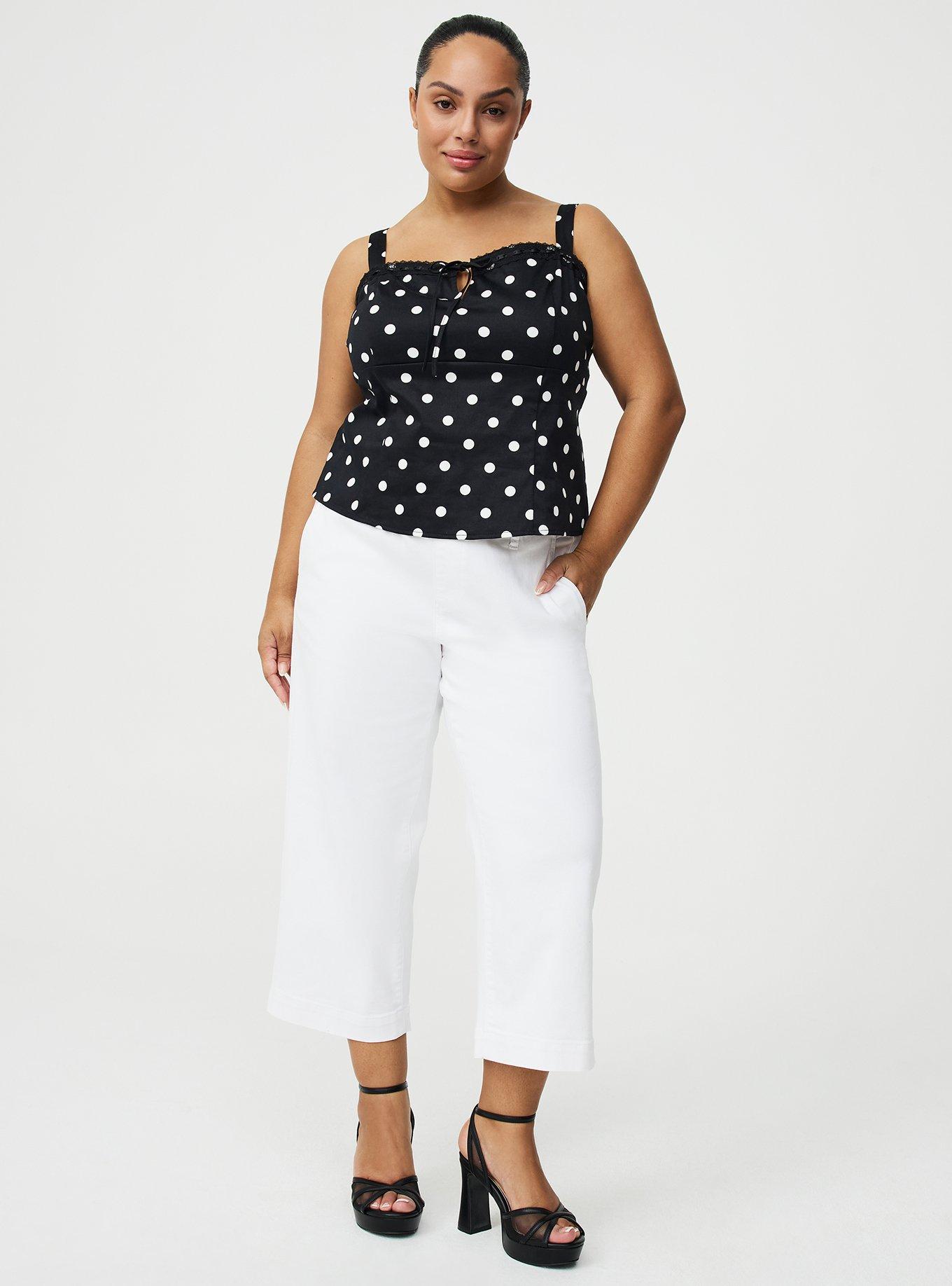 Sateen Tie-Front Crop Cami, COASTING DOTS BLACK, alternate