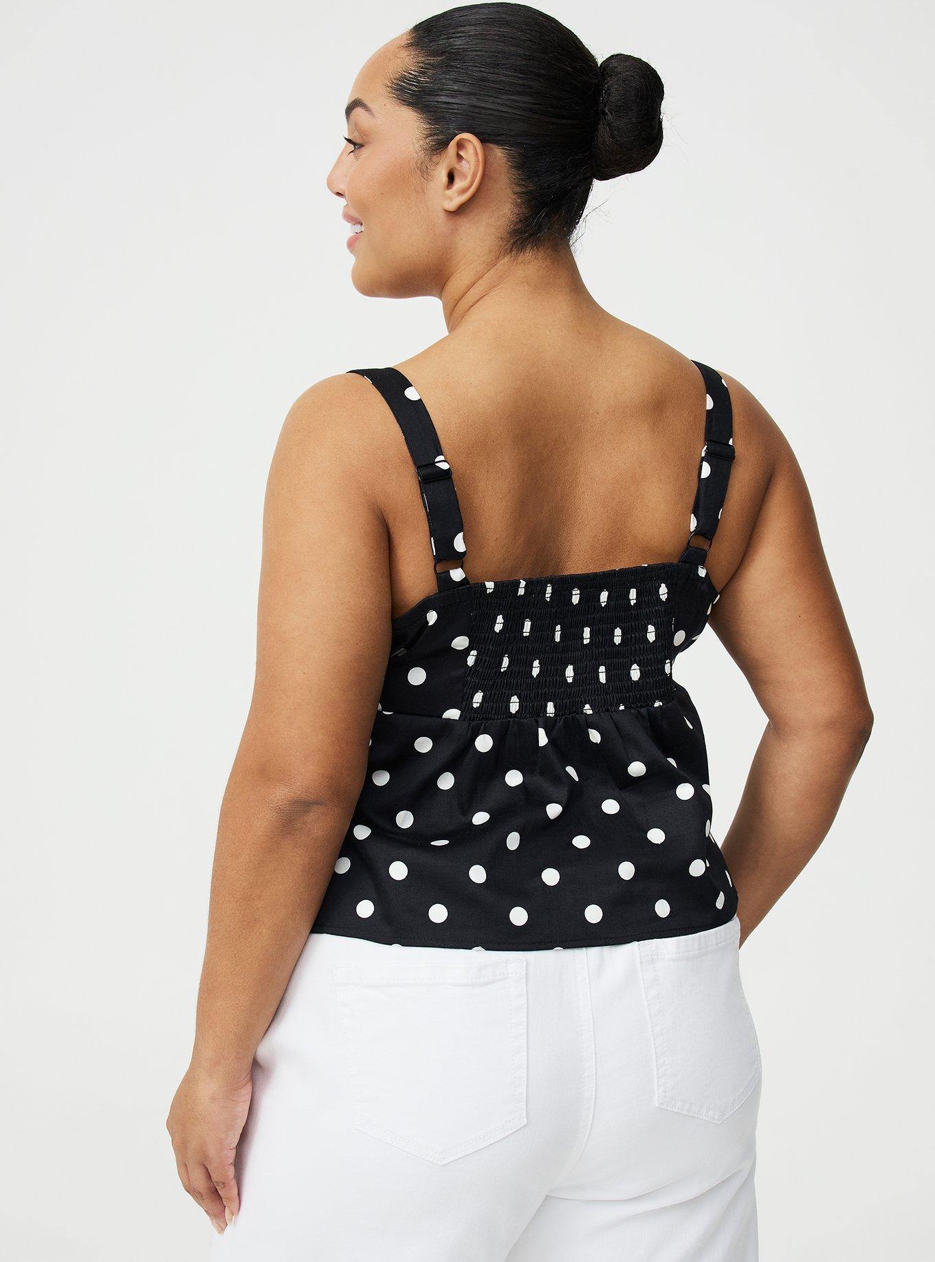 Sateen Tie-Front Crop Cami, COASTING DOTS BLACK, alternate