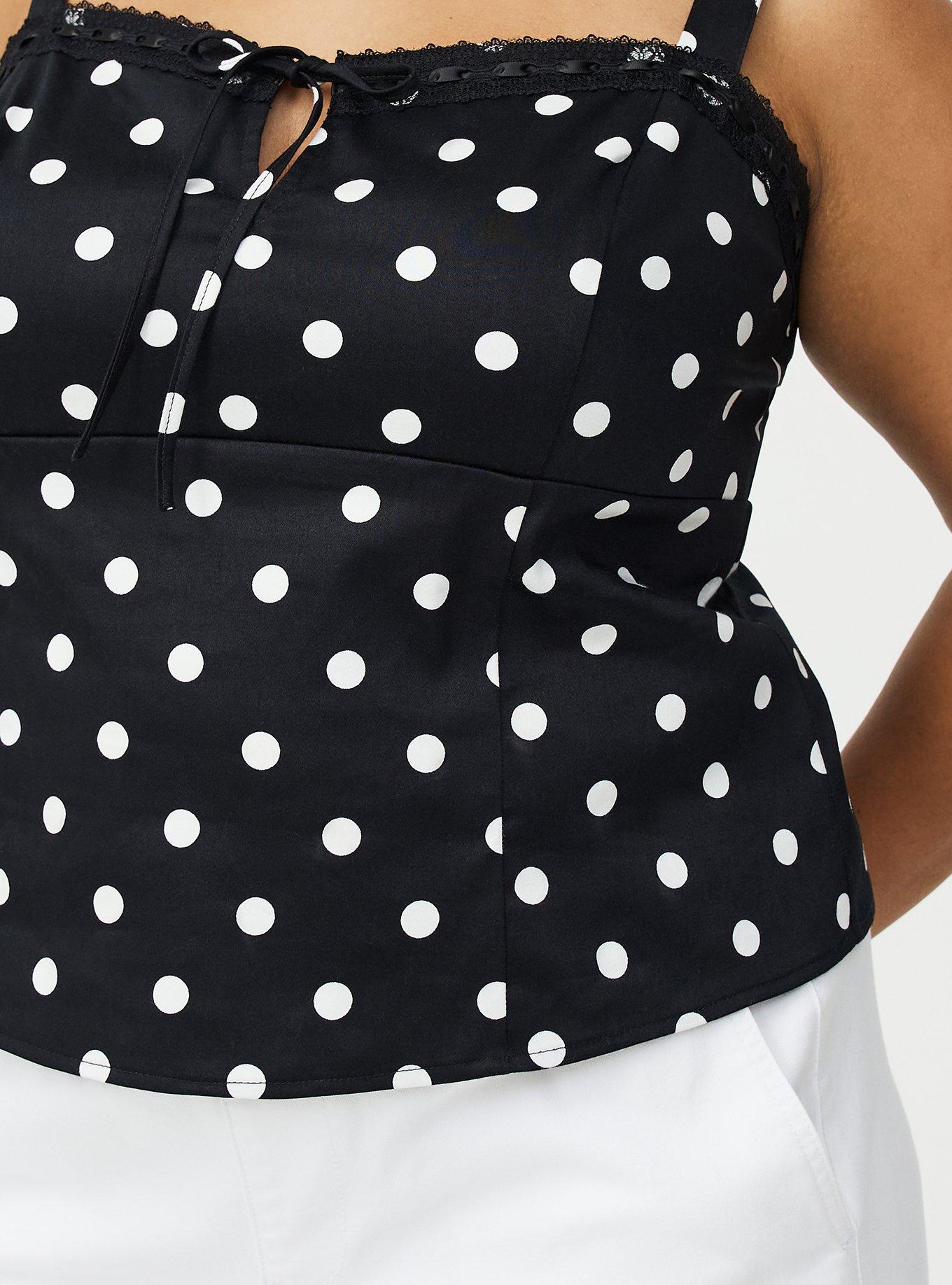 Sateen Tie-Front Crop Cami, COASTING DOTS BLACK, alternate