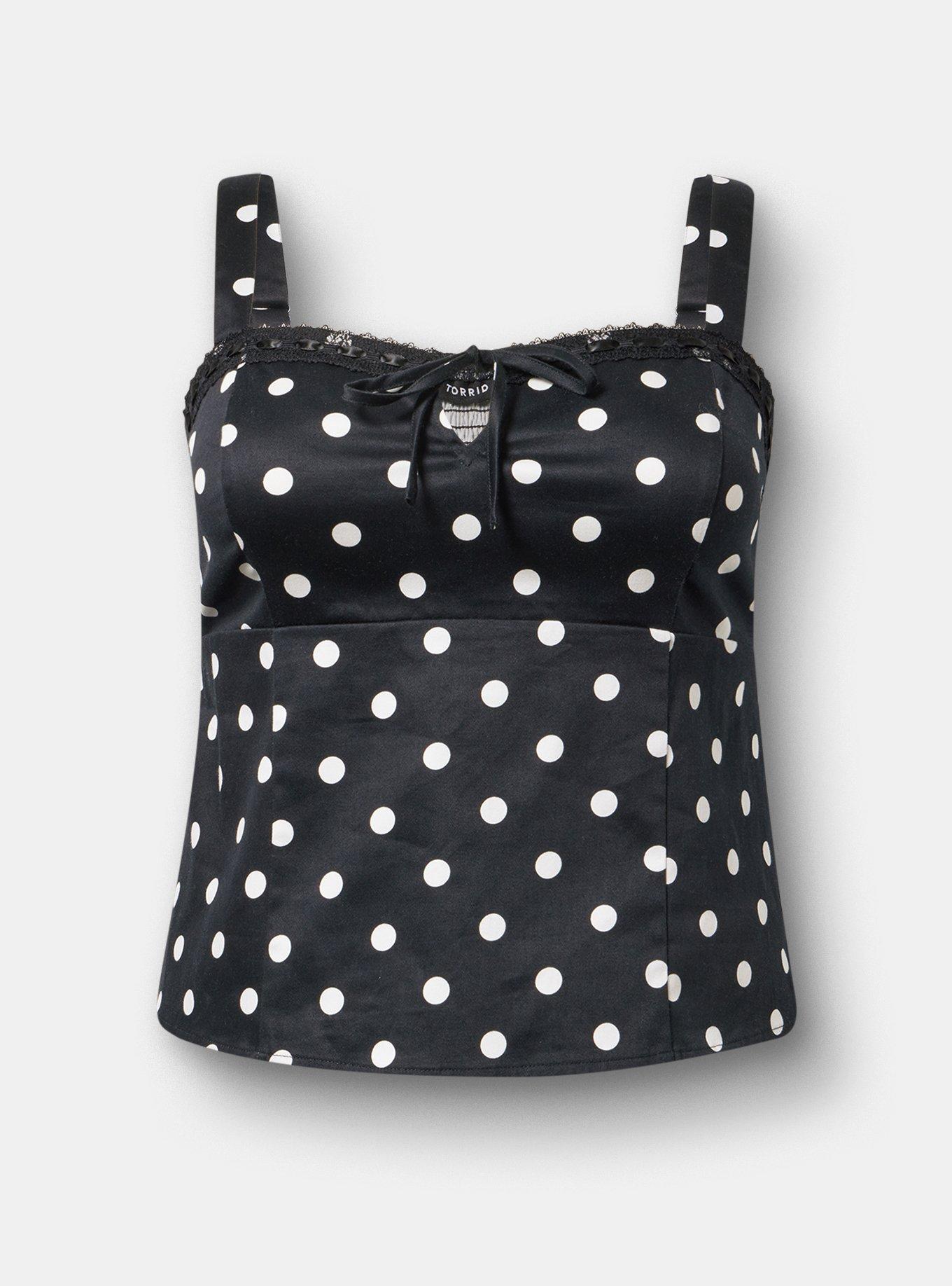 Sateen Tie-Front Crop Cami, COASTING DOTS BLACK, hi-res