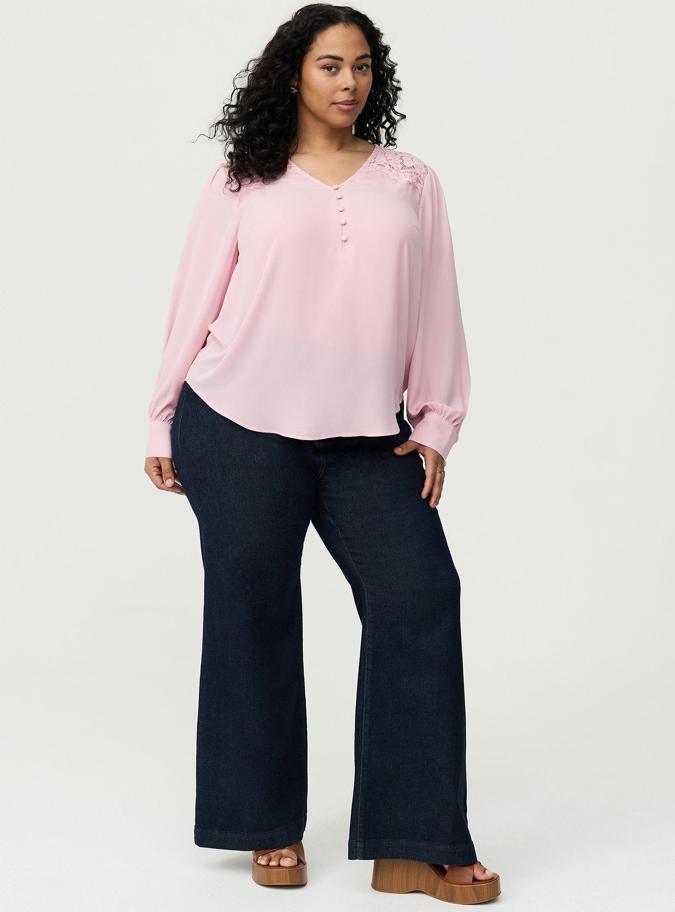 Harper Georgette Lace Trim Blouse, BLEACHED MAUVE, alternate