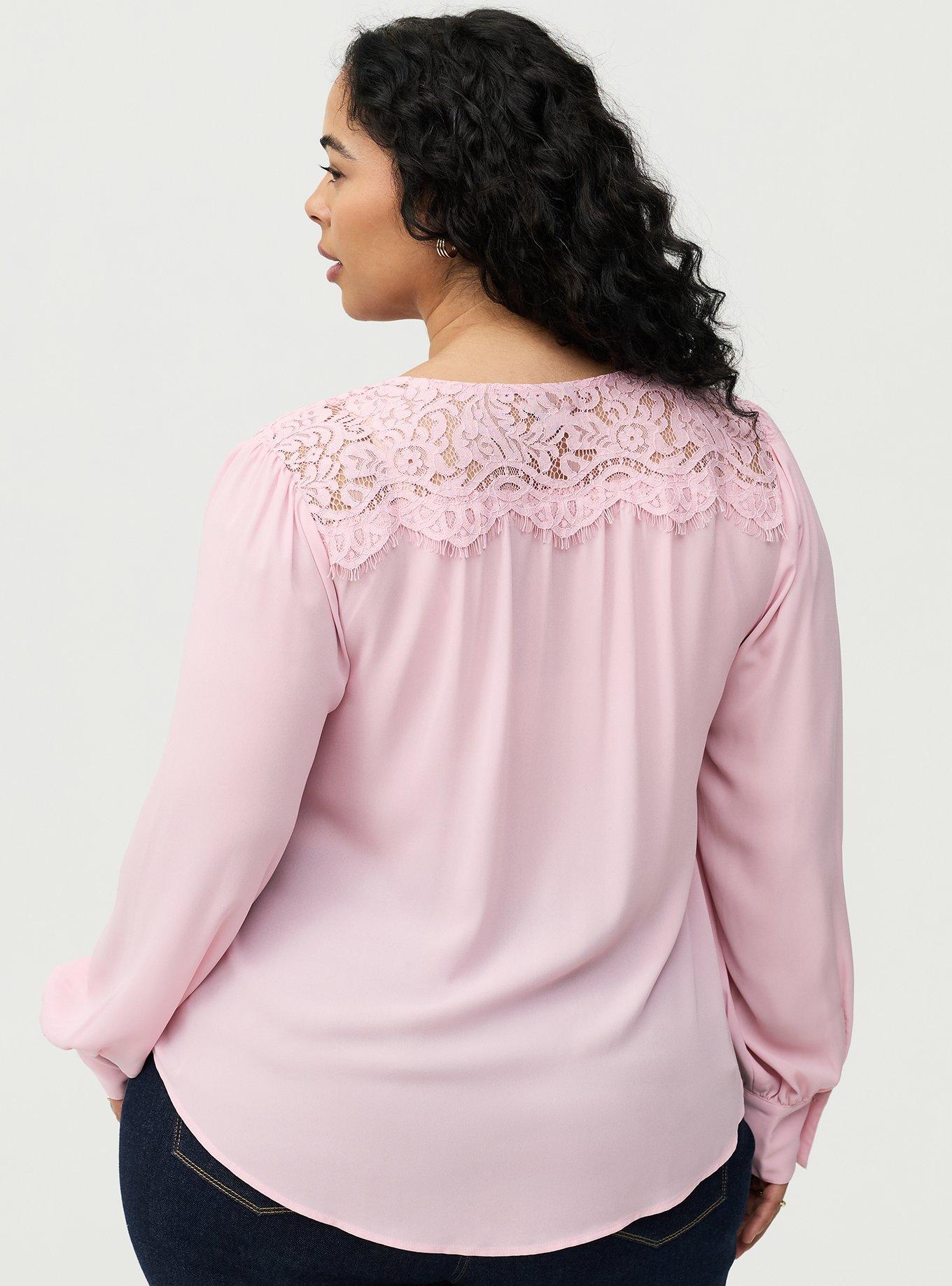 Harper Georgette Lace Trim Blouse, BLEACHED MAUVE, alternate