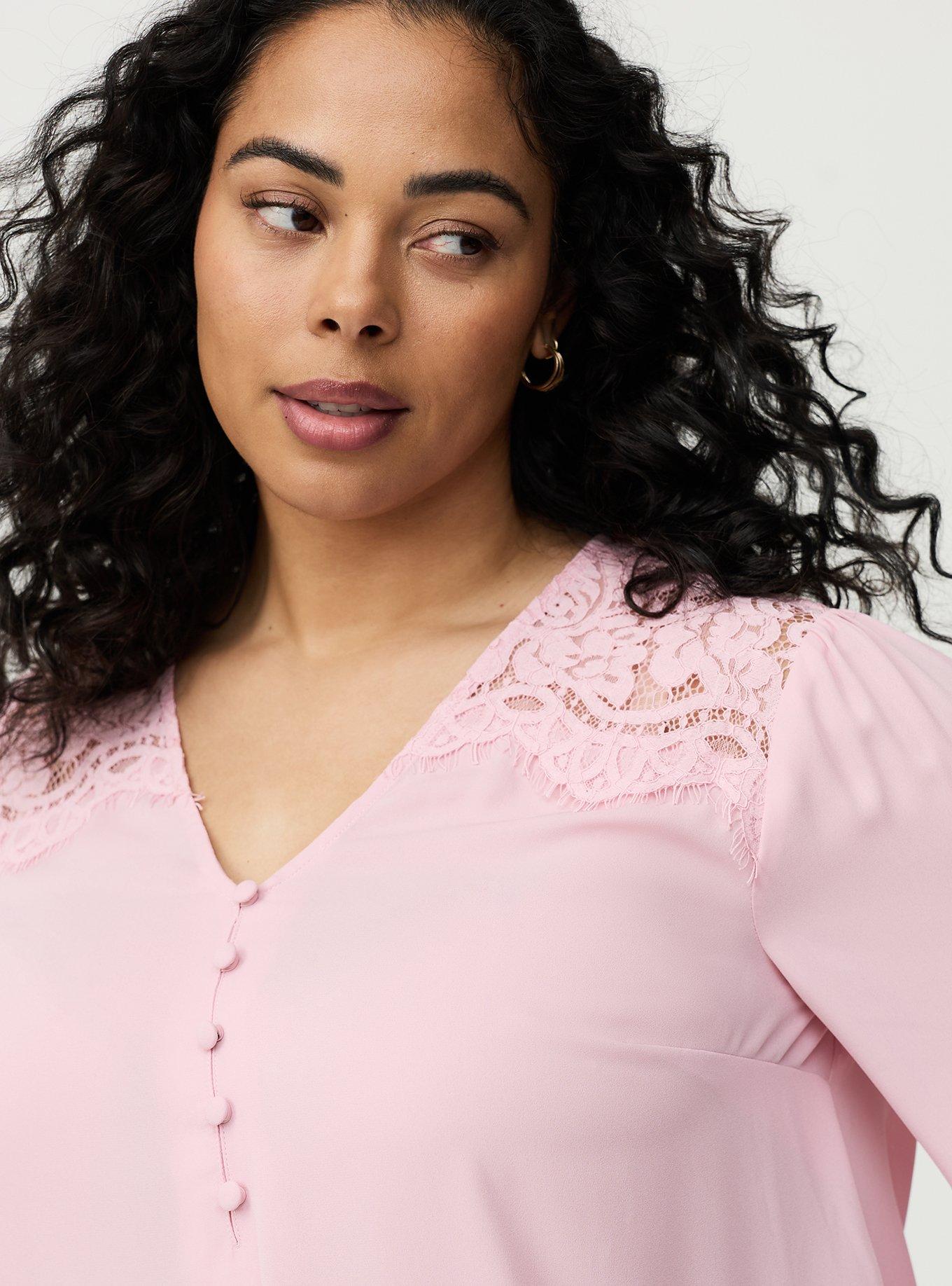 Harper Georgette Lace Trim Blouse, BLEACHED MAUVE, alternate