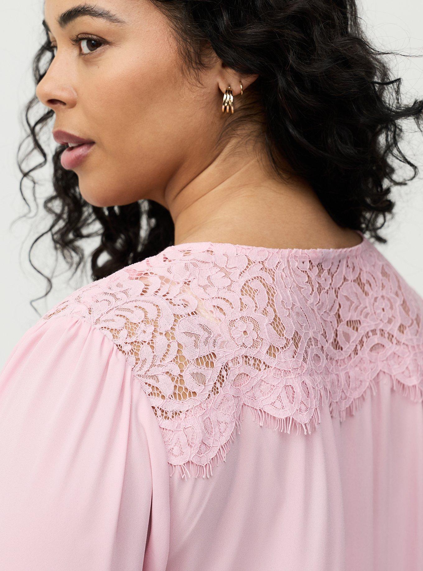 Harper Georgette Lace Trim Blouse, BLEACHED MAUVE, alternate