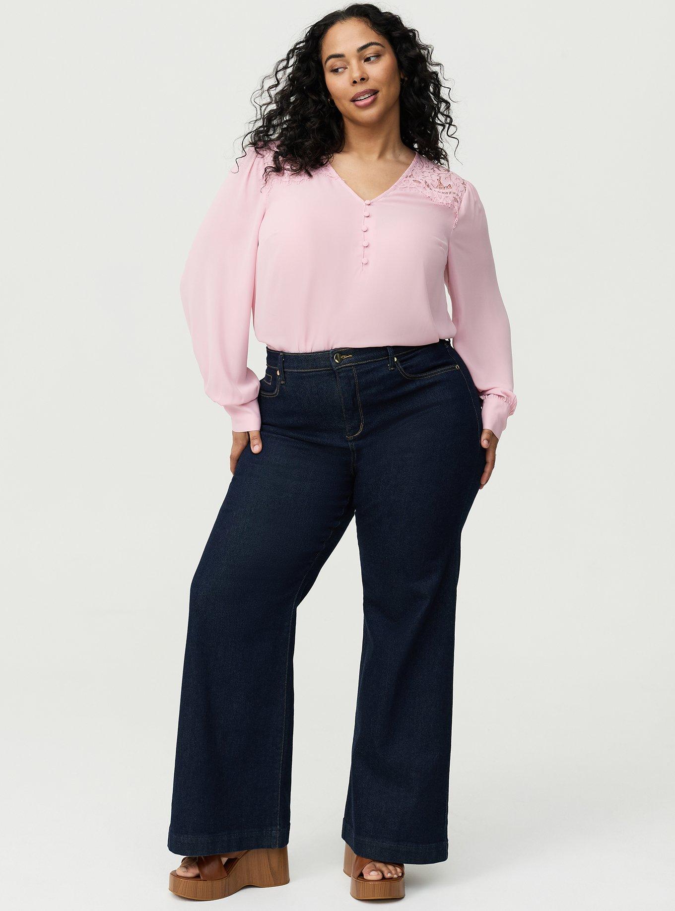 Harper Georgette Lace Trim Blouse, BLEACHED MAUVE, alternate