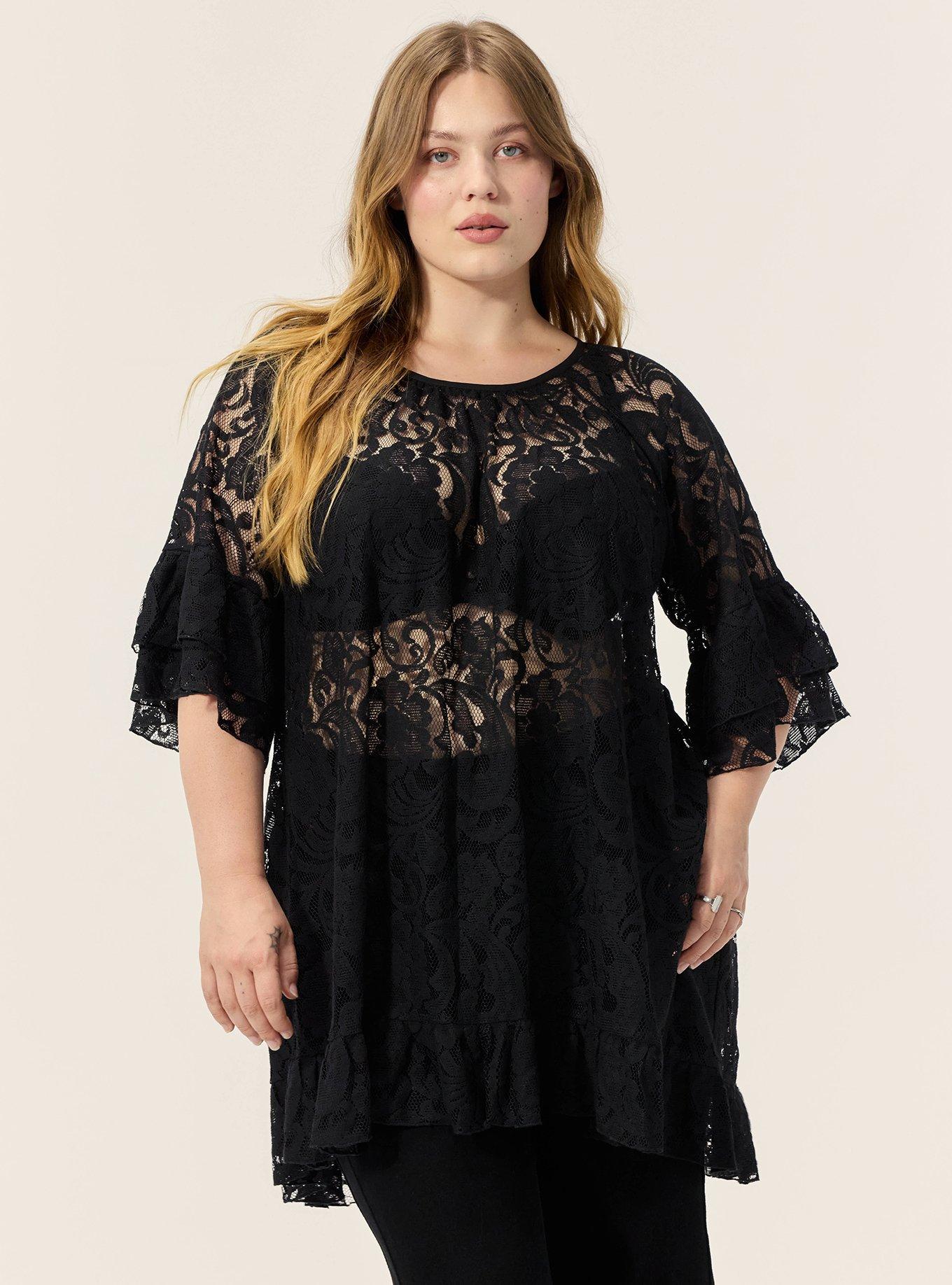 Festi Hi-Low Lace Tunic Top