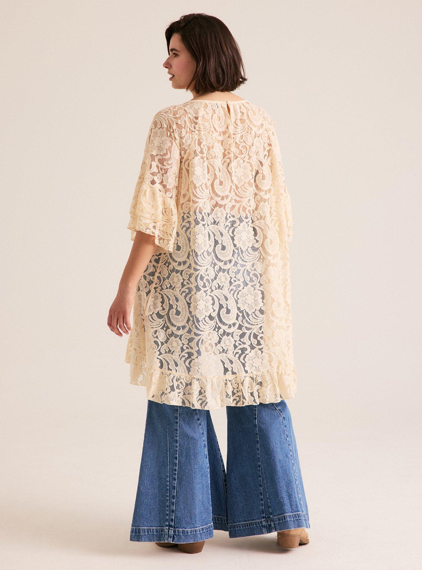 Festi Hi-Low Lace Tunic Top, WHITE SWAN, alternate